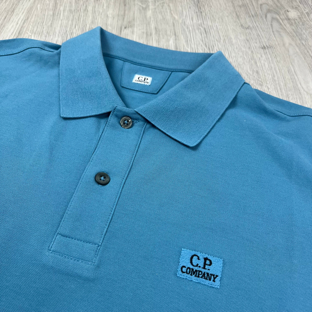 CP Company Piquet Polo Shirt - Aegean Blue Ironleague