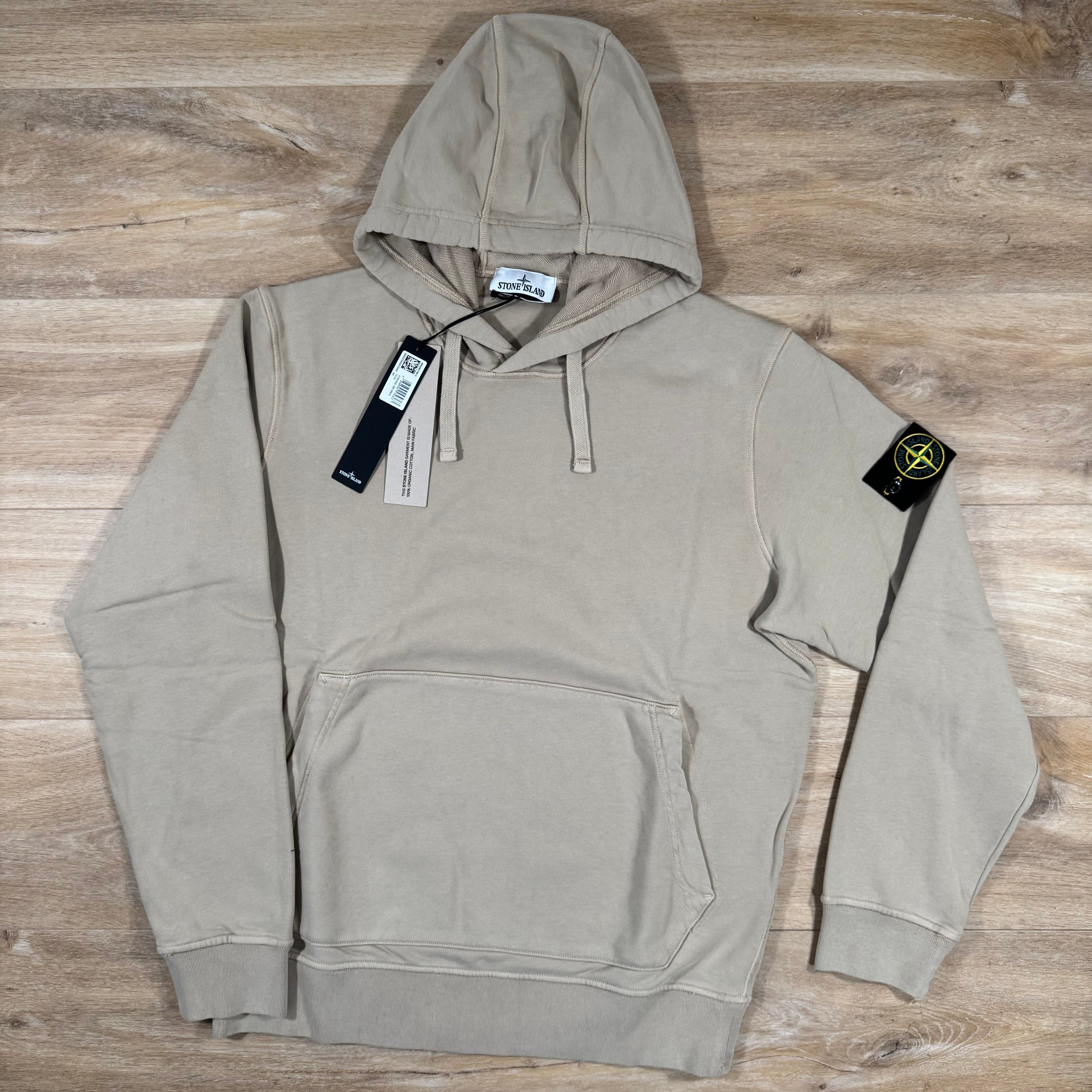 Stone Island Organic Cotton Fleece Pullover Hoodie in Desert Ironleague