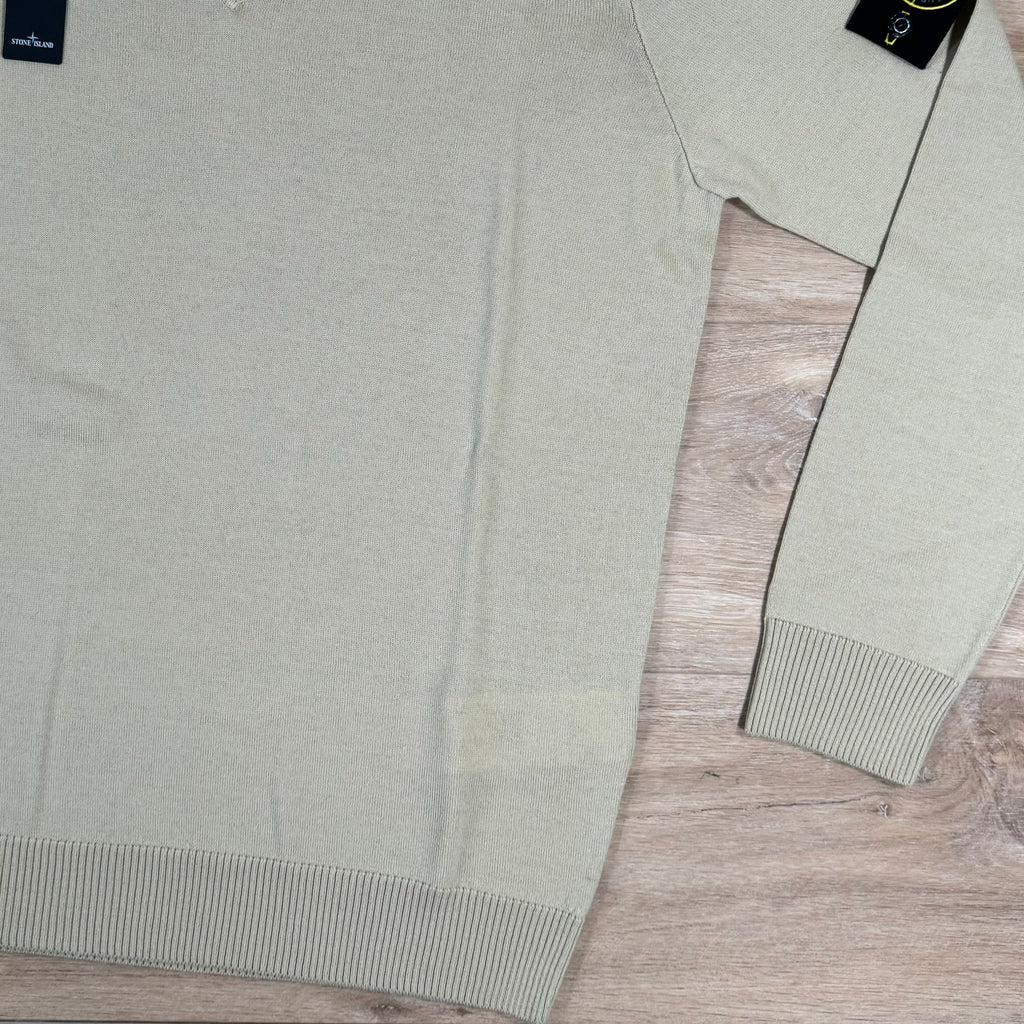 Stone Island V-Neck Knit Sweatshirt in Ecru Ironleague