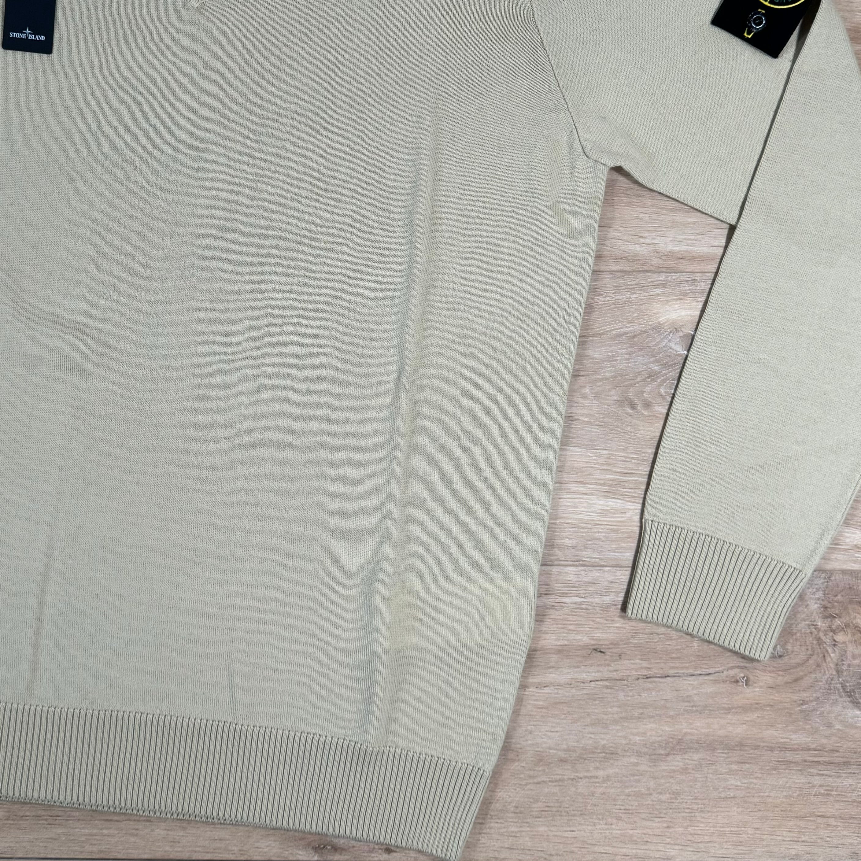 Stone Island V-Neck Knit Sweatshirt in Ecru Ironleague