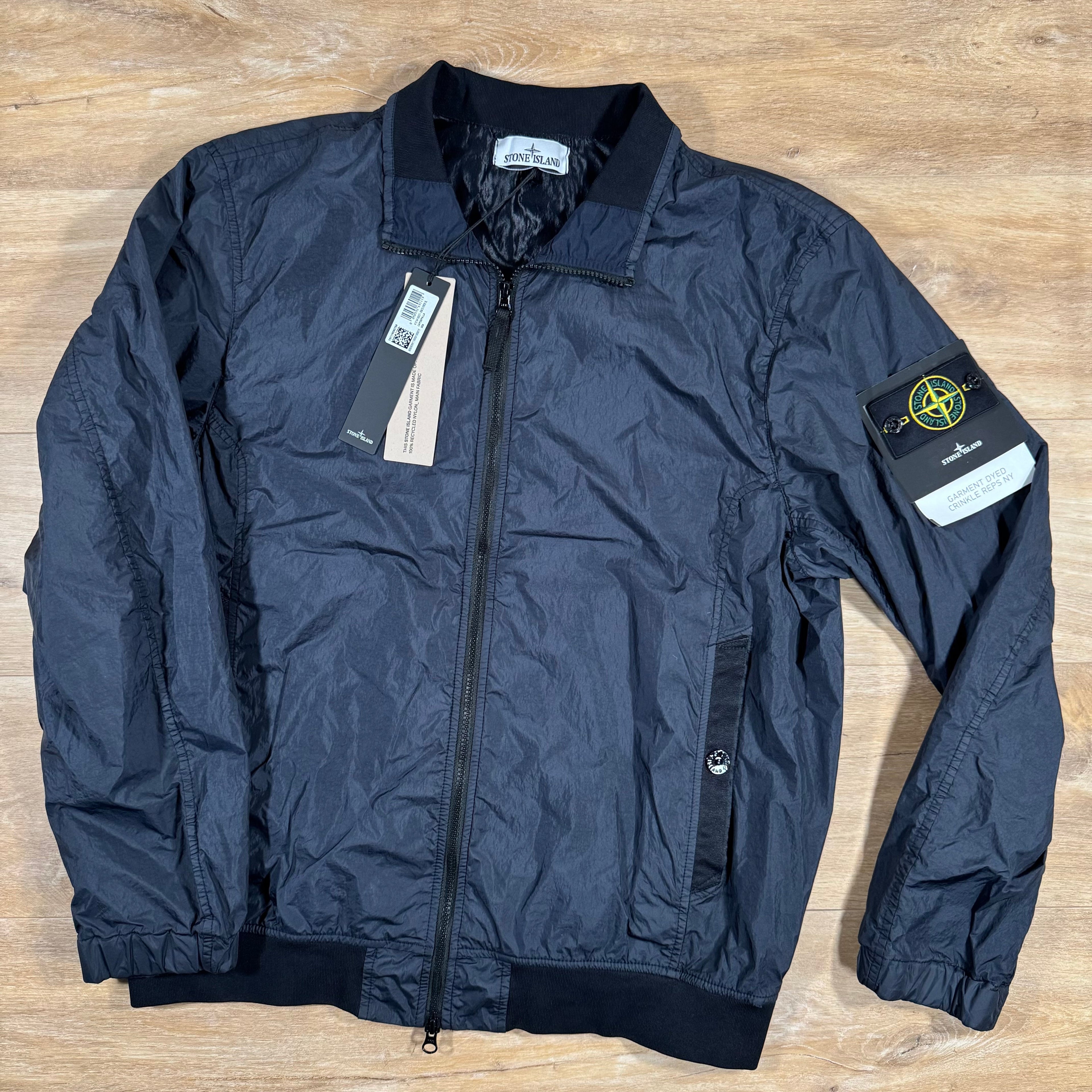 Stone Island Crinkle Reps R-NY Bomber Jacket in Navy Ironleague