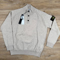 Stone Island Geelong Wool Half Button Jumper in Desert Melange Ironleague