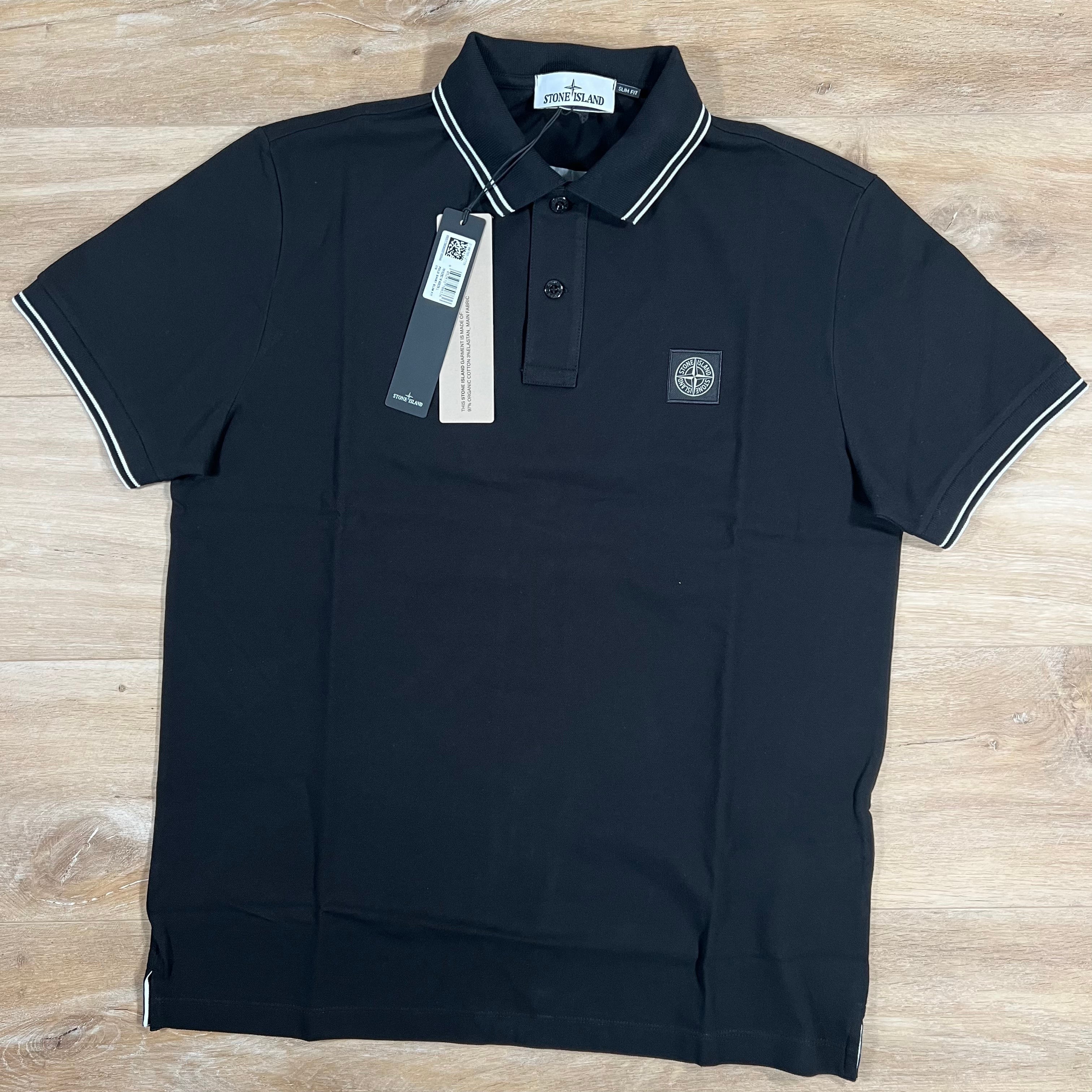 Stone Island Organic Cotton Pique Polo Shirt in Black Ironleague