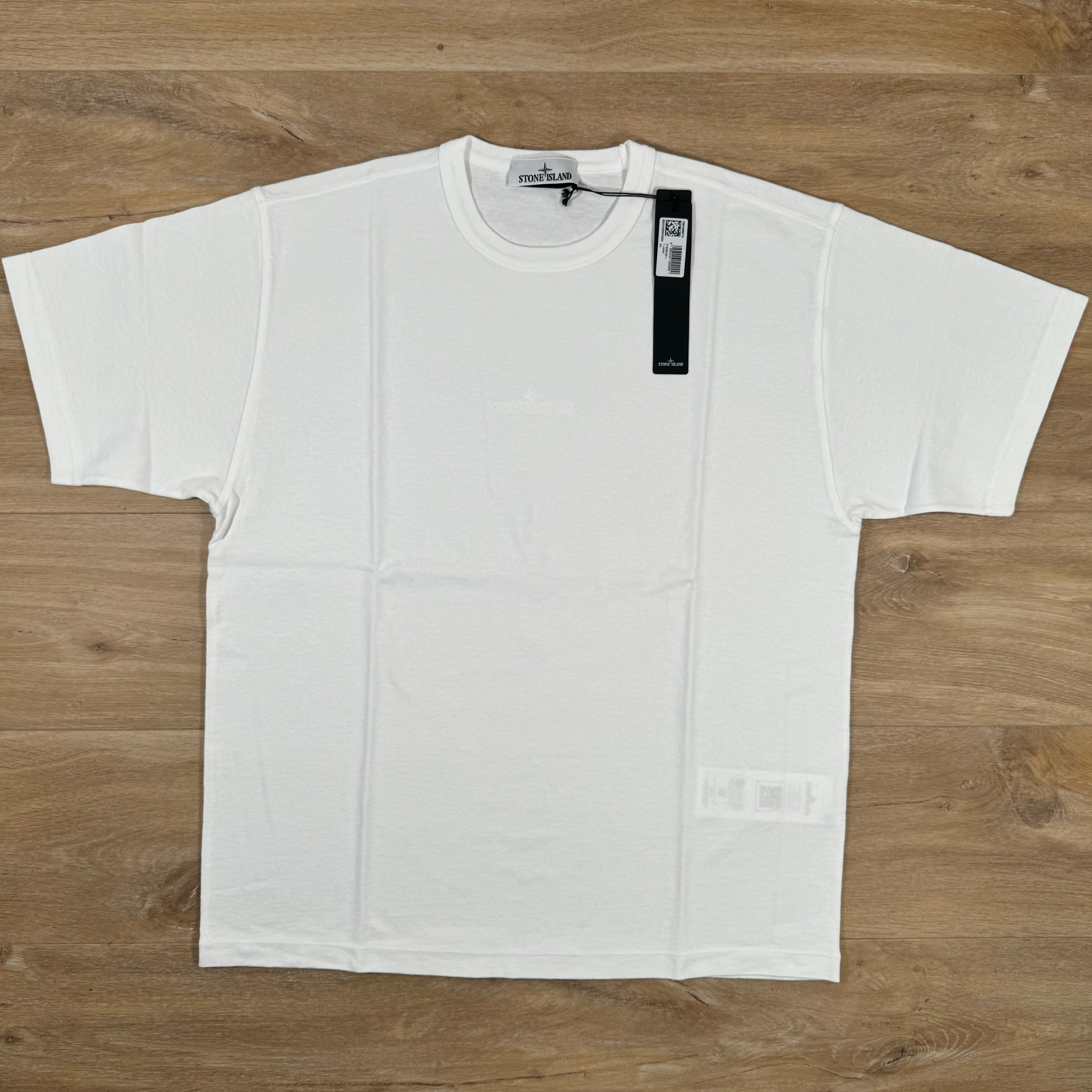 Stone Island Old Effect Cotton T-Shirt in White Ironleague