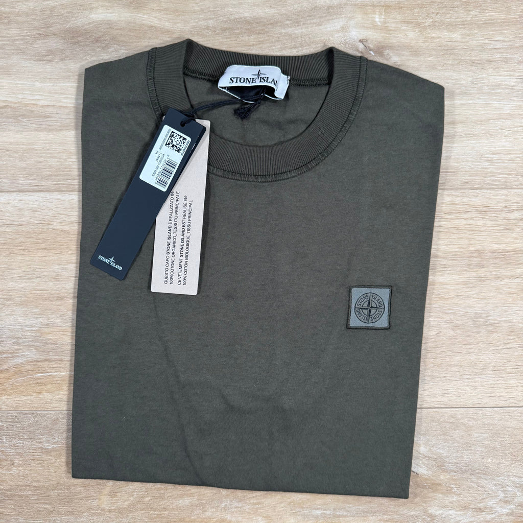Stone Island Organic Cotton Patch Logo T-Shirt in Military Green Ironleague