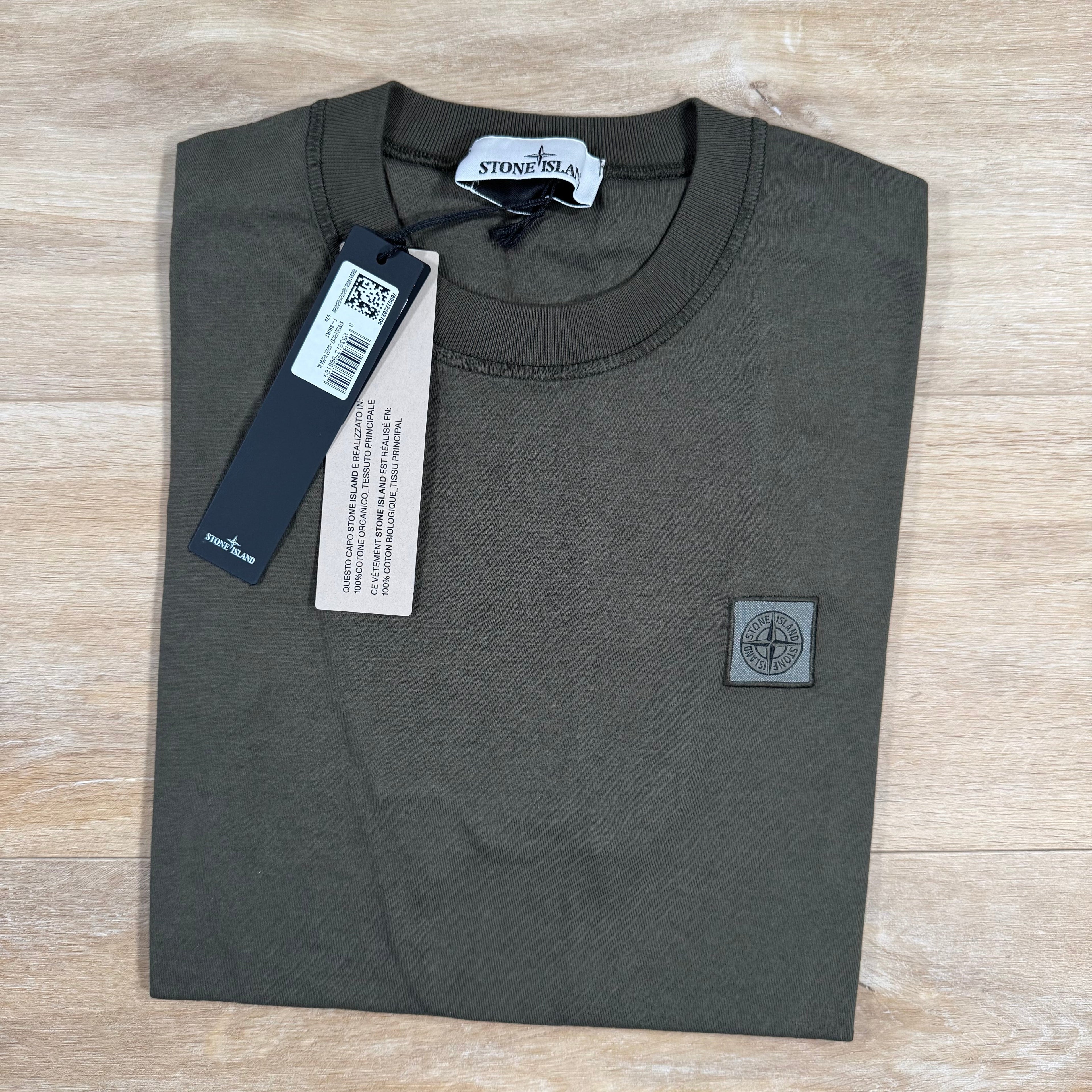 Stone Island Organic Cotton Patch Logo T-Shirt in Military Green Ironleague