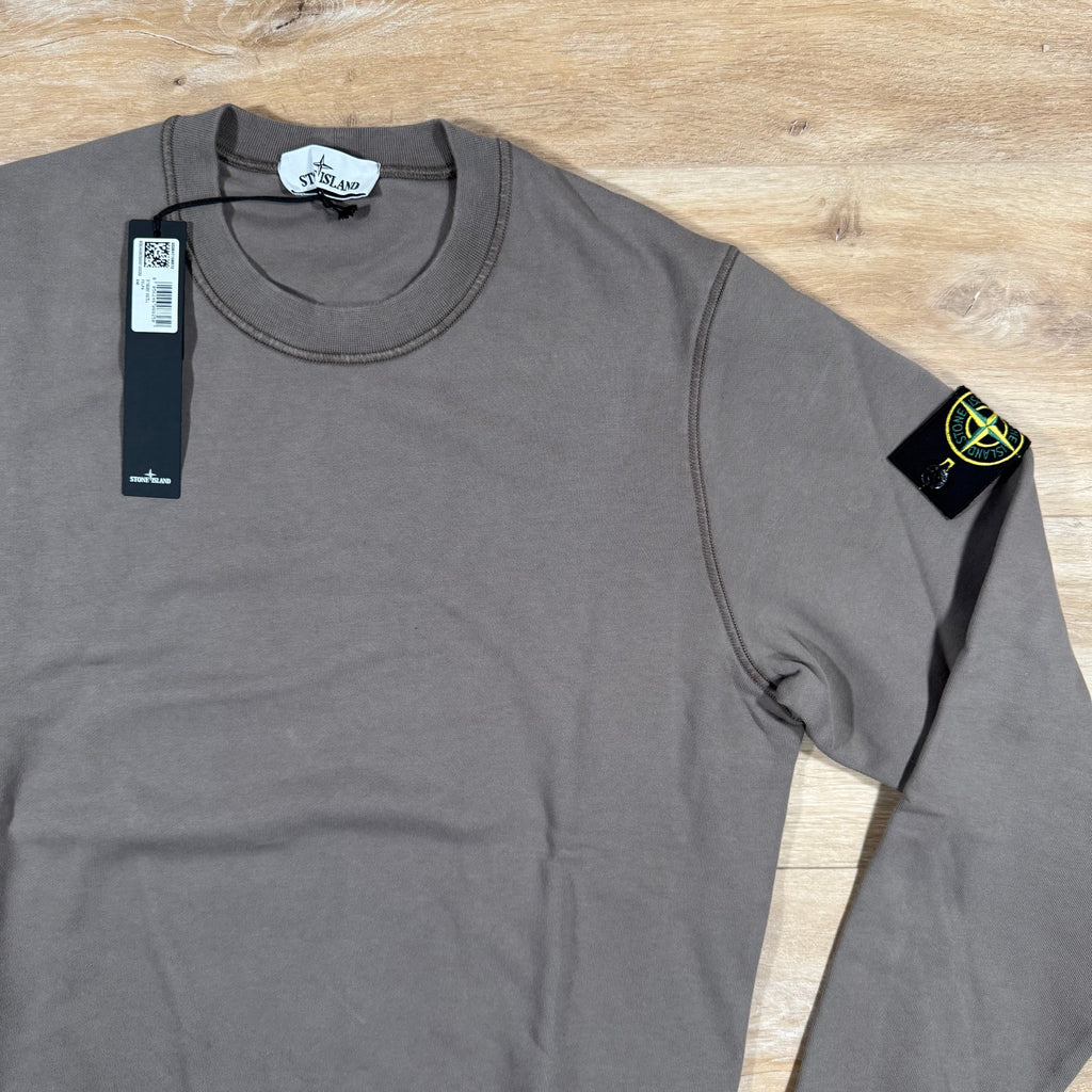 Stone Island Garment Dyed Crewneck Sweatshirt in Walnut Brown Ironleague