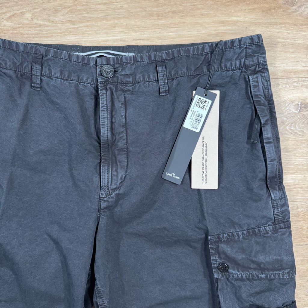 Stone Island Brushed Cotton Cargo Bermuda Shorts in Black Ironleague