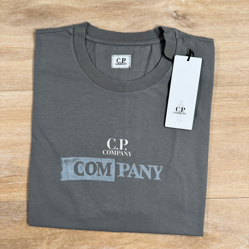 CP Company 24/1 Jersey Logo T-Shirt in Smoked Pearl - Grey Ironleague