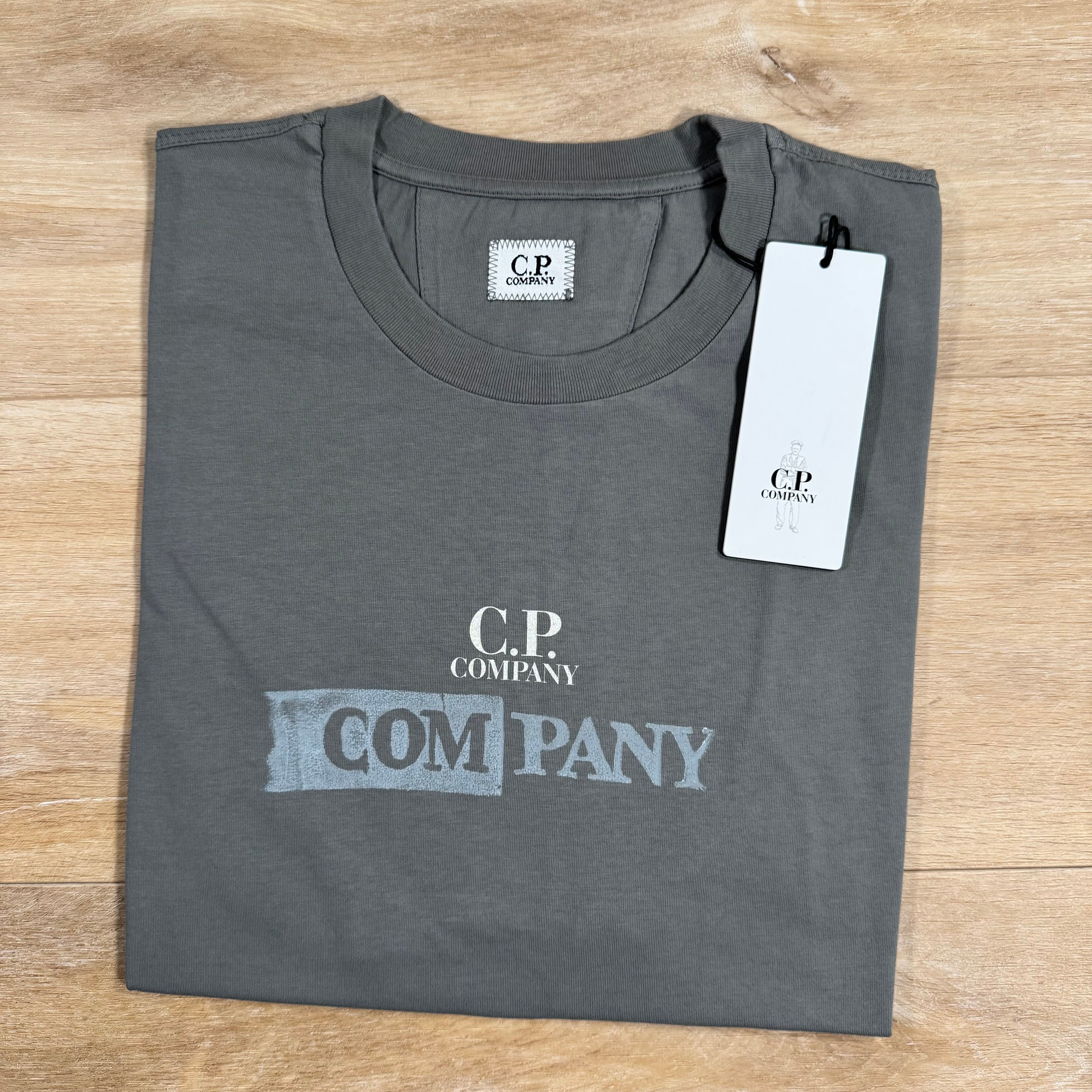 CP Company 24/1 Jersey Logo T-Shirt in Smoked Pearl - Grey Ironleague