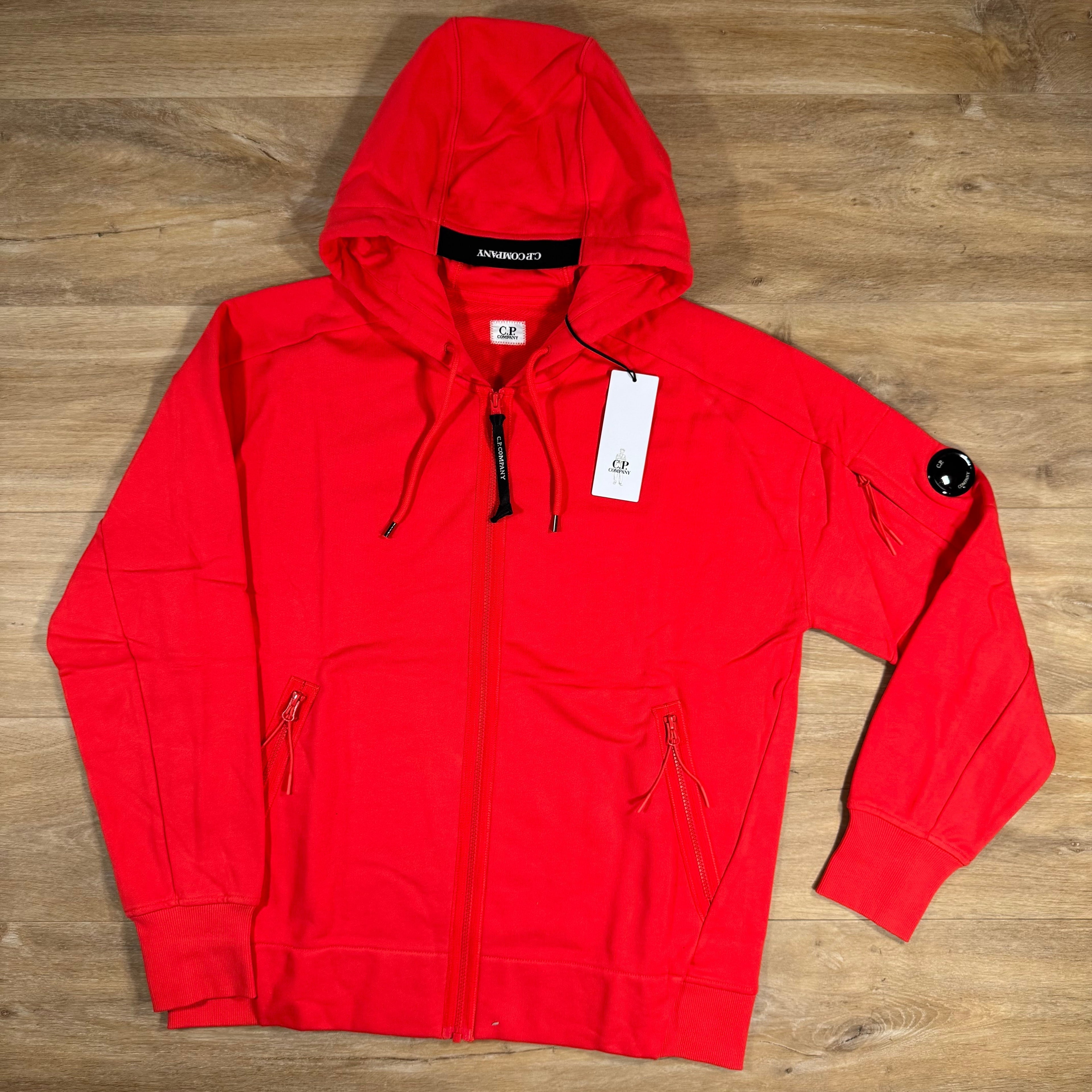 CP Company Diagonal Raised Zipped Lens Hoodie in Poinciana - Orange Ironleague