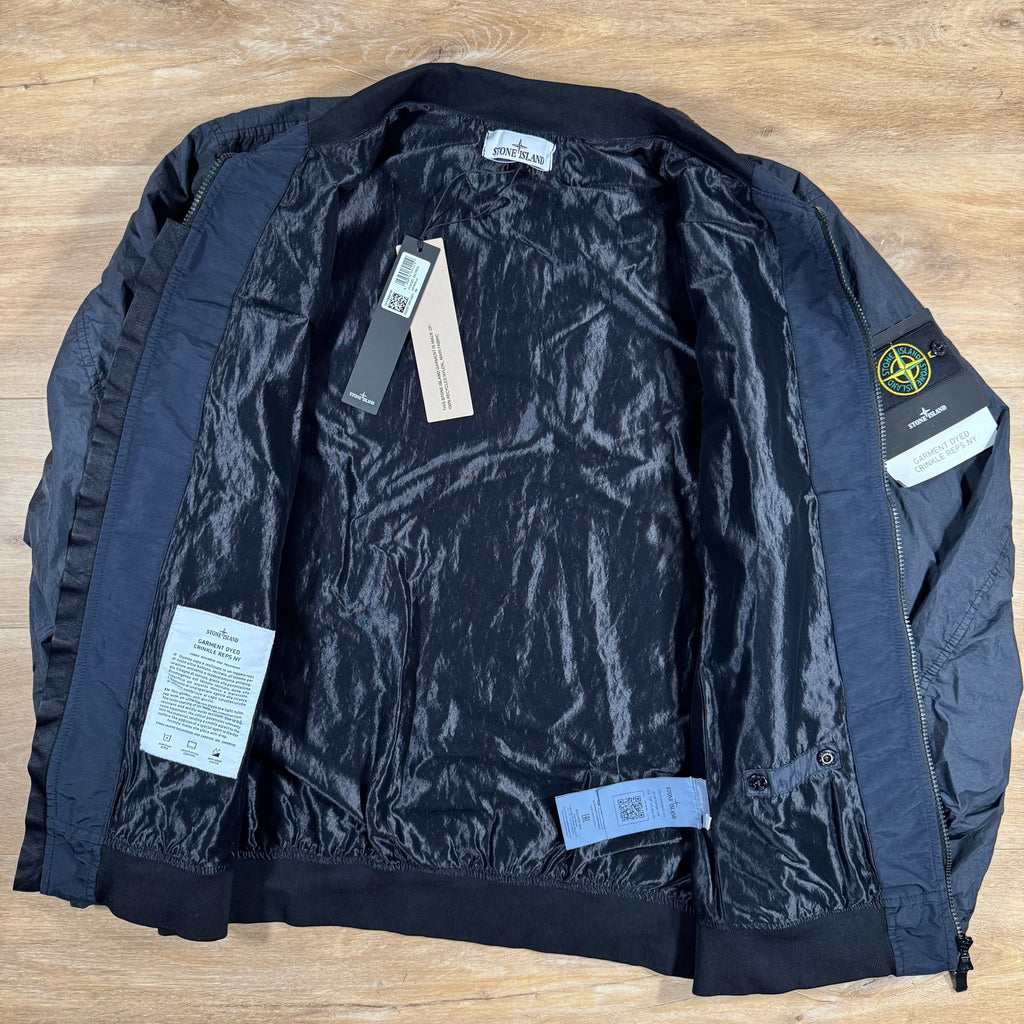 Stone Island Crinkle Reps R-NY Bomber Jacket in Navy Ironleague
