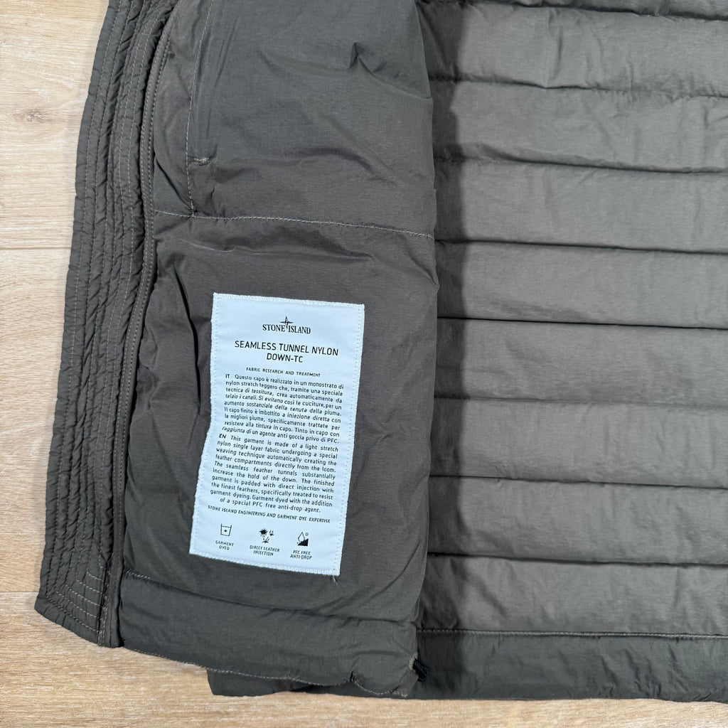 Stone Island Seamless Tunnel Nylon Down-TC Vest in Military Green Ironleague