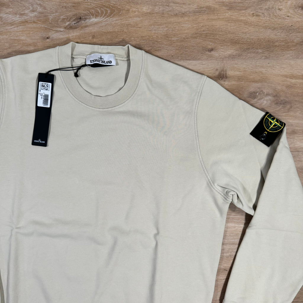 Stone Island Garment Dyed Crewneck Sweatshirt in Plaster Ironleague