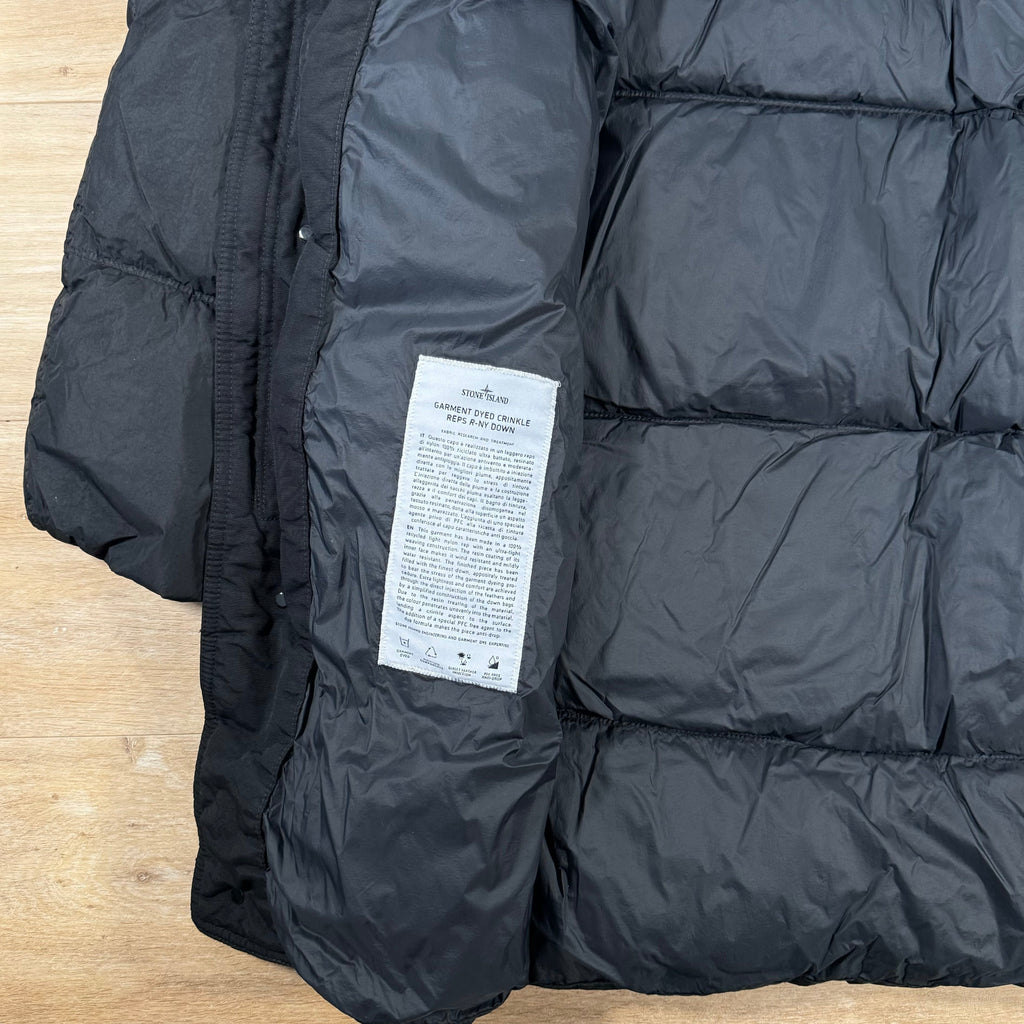 Stone Island Crinkle Reps R-NY Down Parka in Black Ironleague