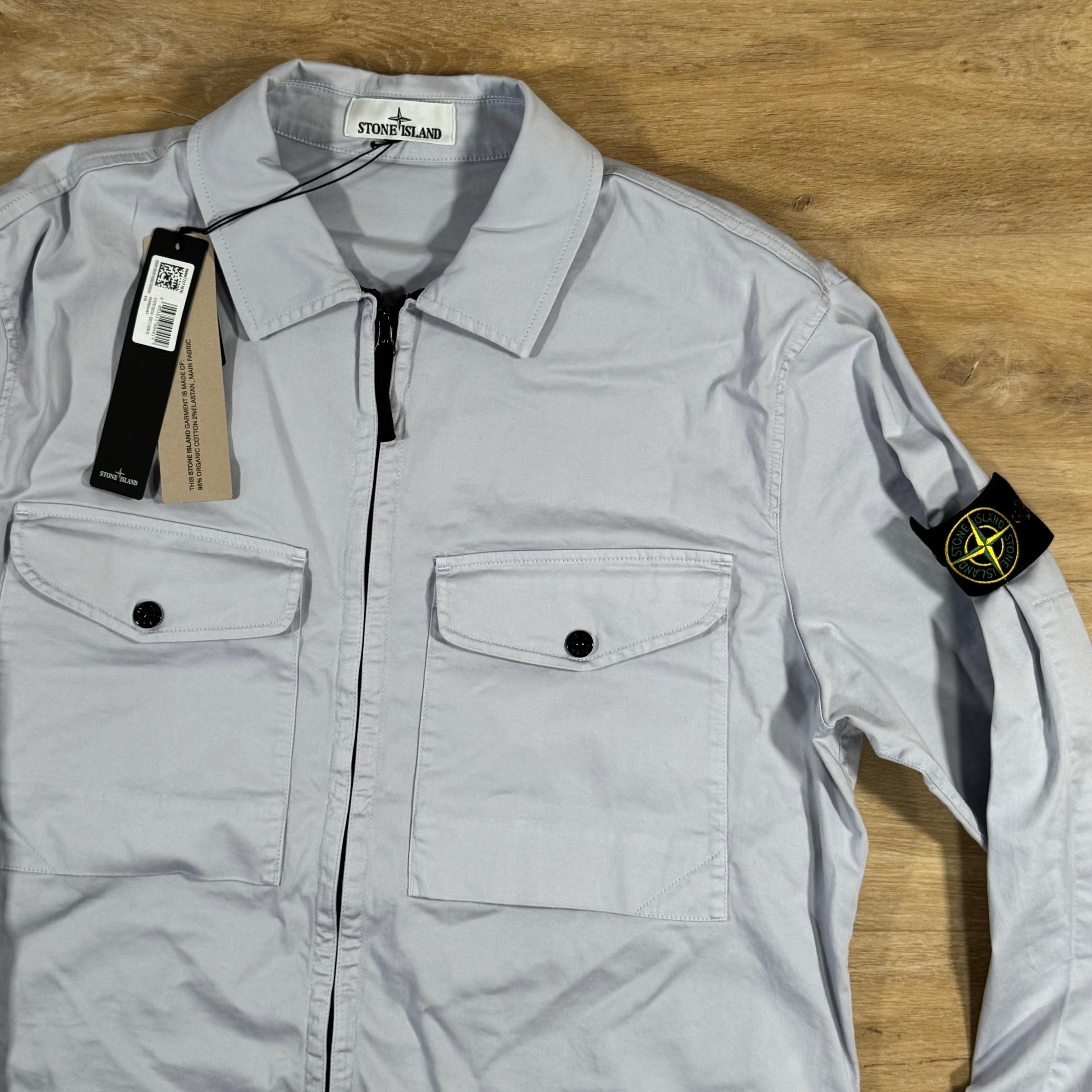 Stone Island Organic Stretch Cotton Overshirt in Lilac Ironleague