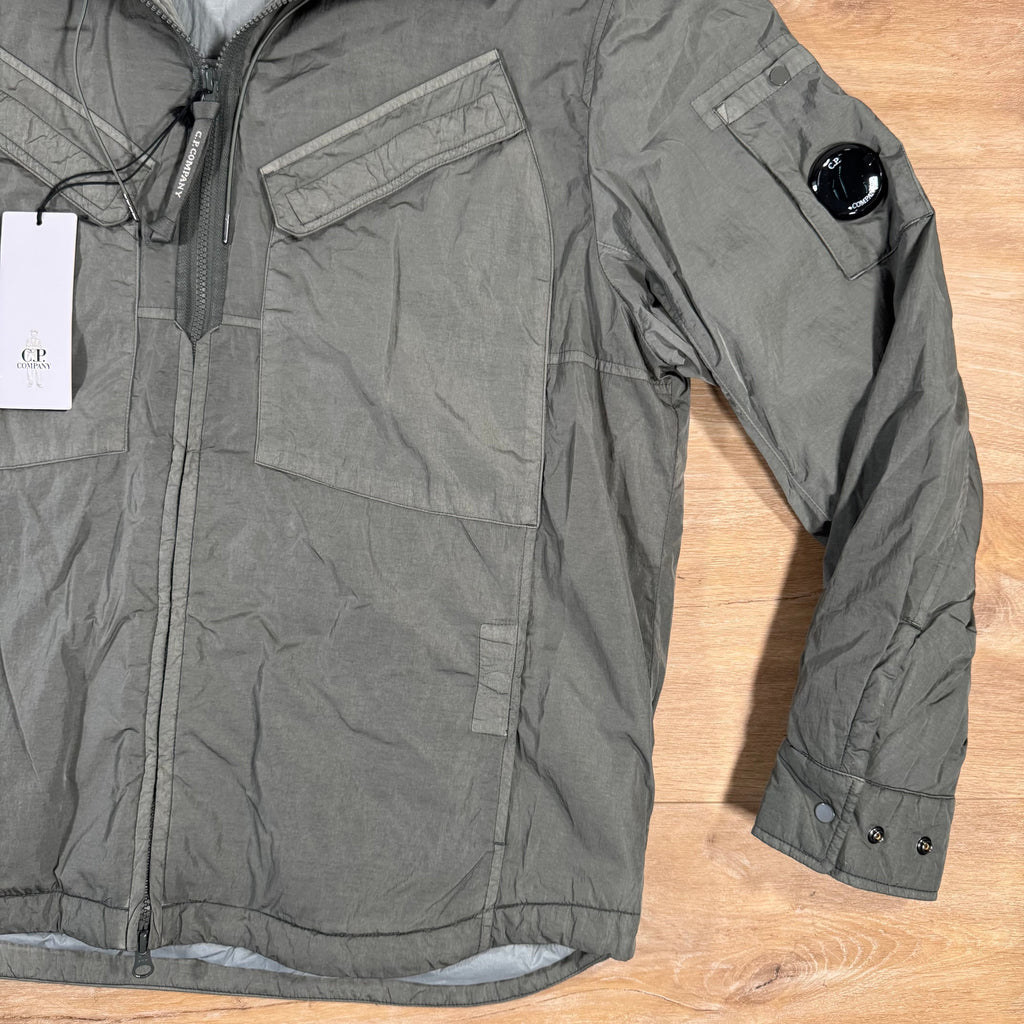CP Company Chrome-R Hooded Zipped Lens Overshirt in Gunmetal Ironleague