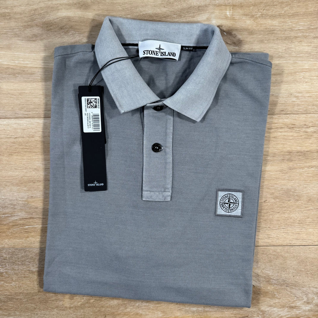 Stone Island Organic Cotton Overdye Polo Shirt in Pearl Grey Ironleague
