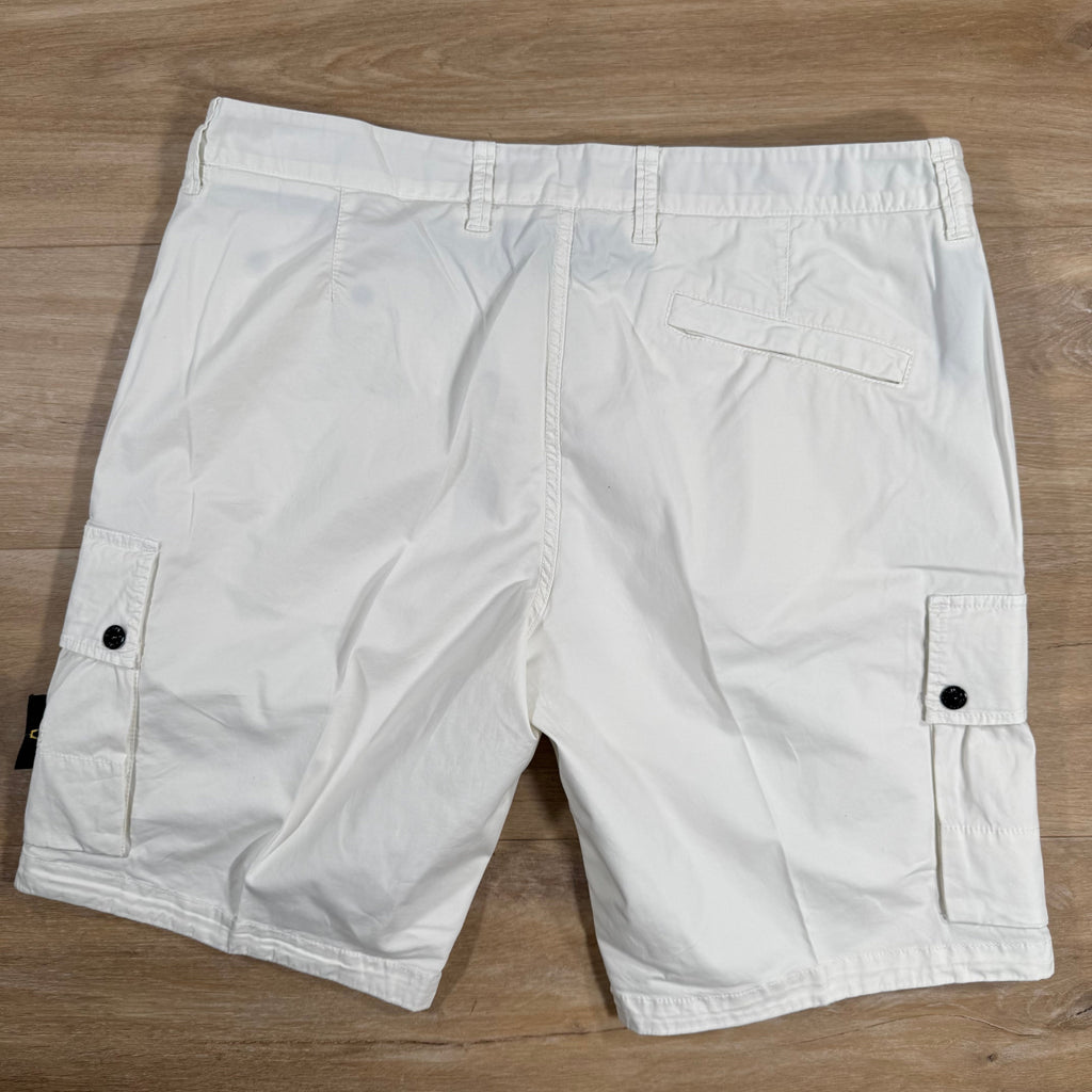 Stone Island Supima Twill Stretch-TC Cargo Bermuda Shorts in Ivory Ironleague