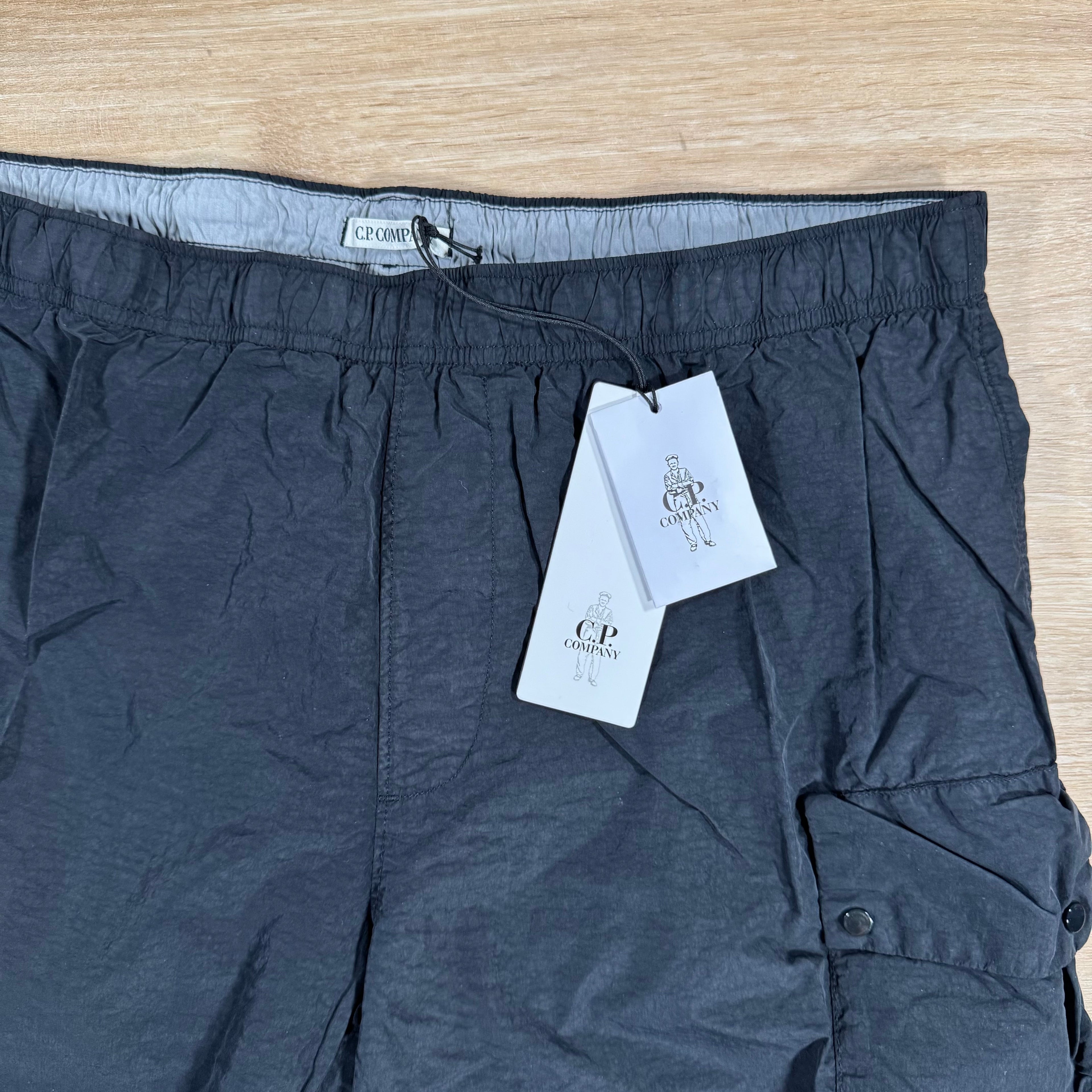 CP Company Flatt Nylon Cargo Lens Swim Shorts in Black Ironleague