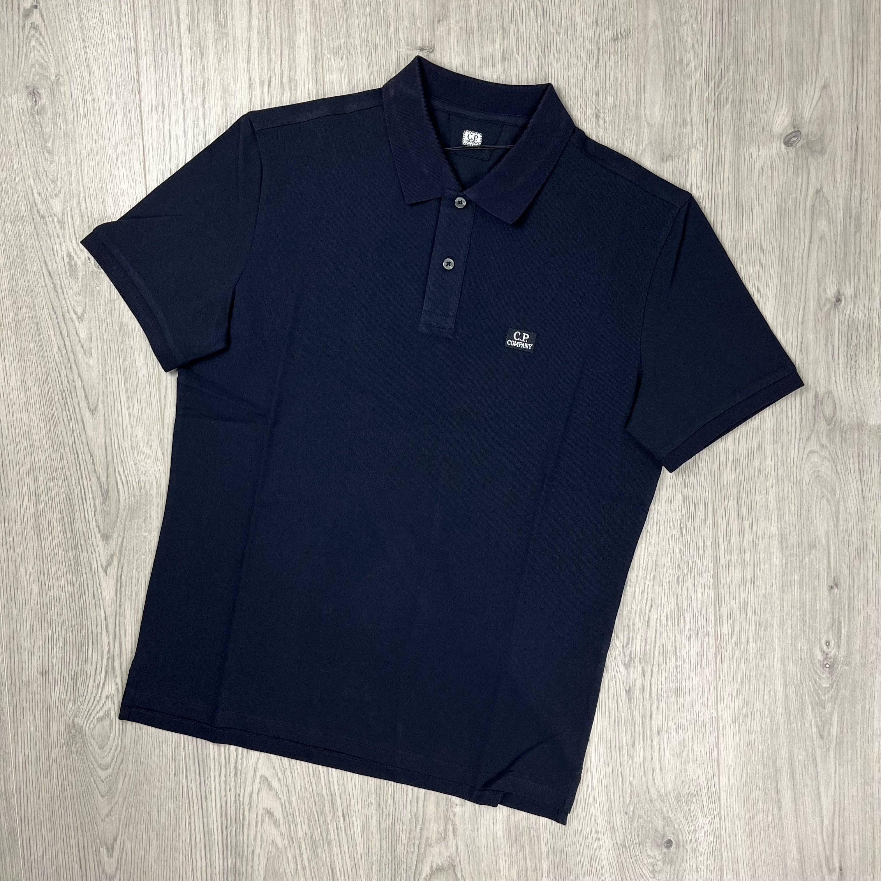 CP Company Piquet Polo Shirt - Navy Ironleague