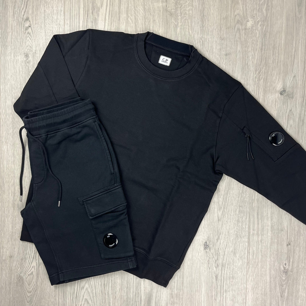 CP Company Raised Fleece Tracksuit - Black Ironleague