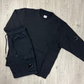 CP Company Raised Fleece Tracksuit - Black Ironleague