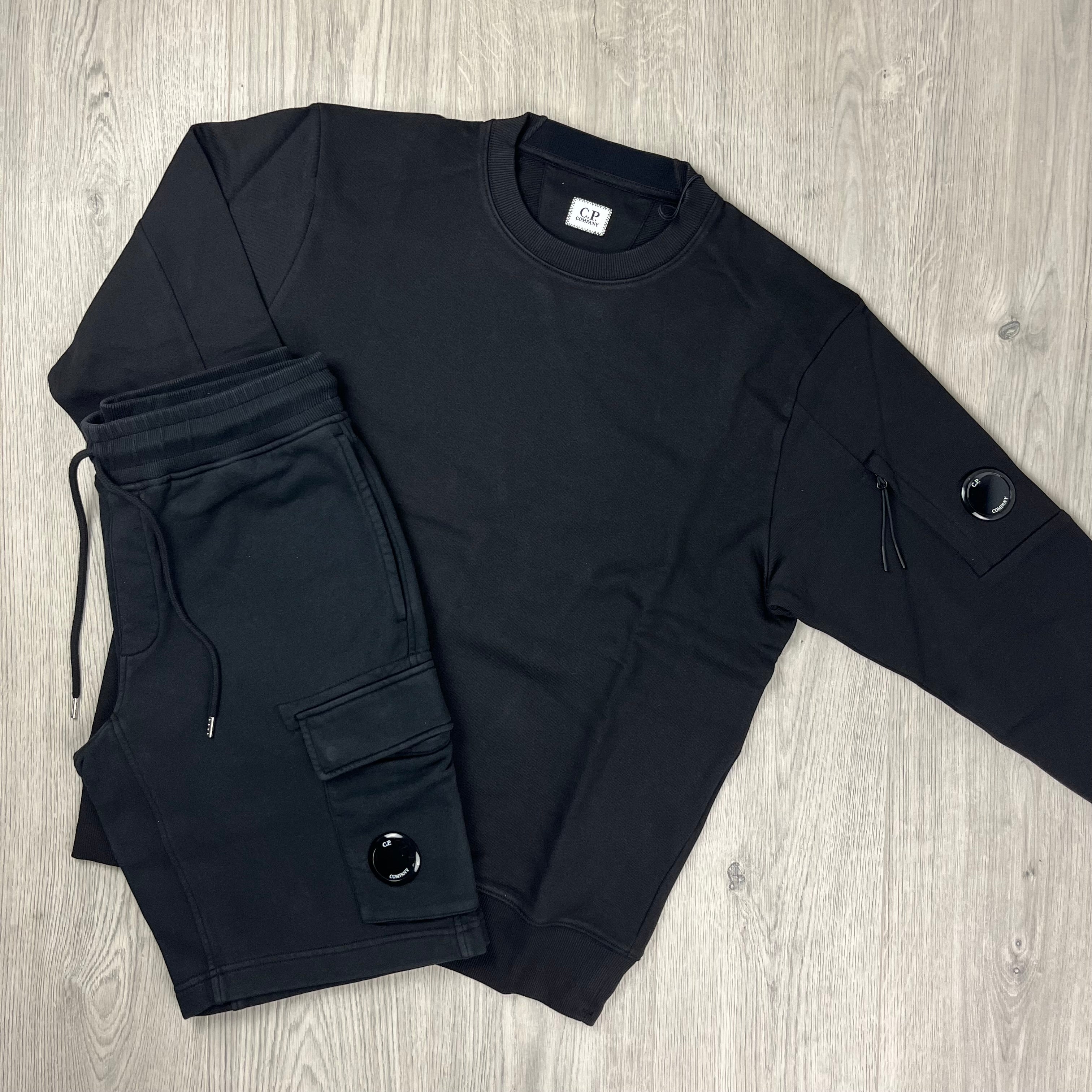 CP Company Raised Fleece Tracksuit - Black Ironleague