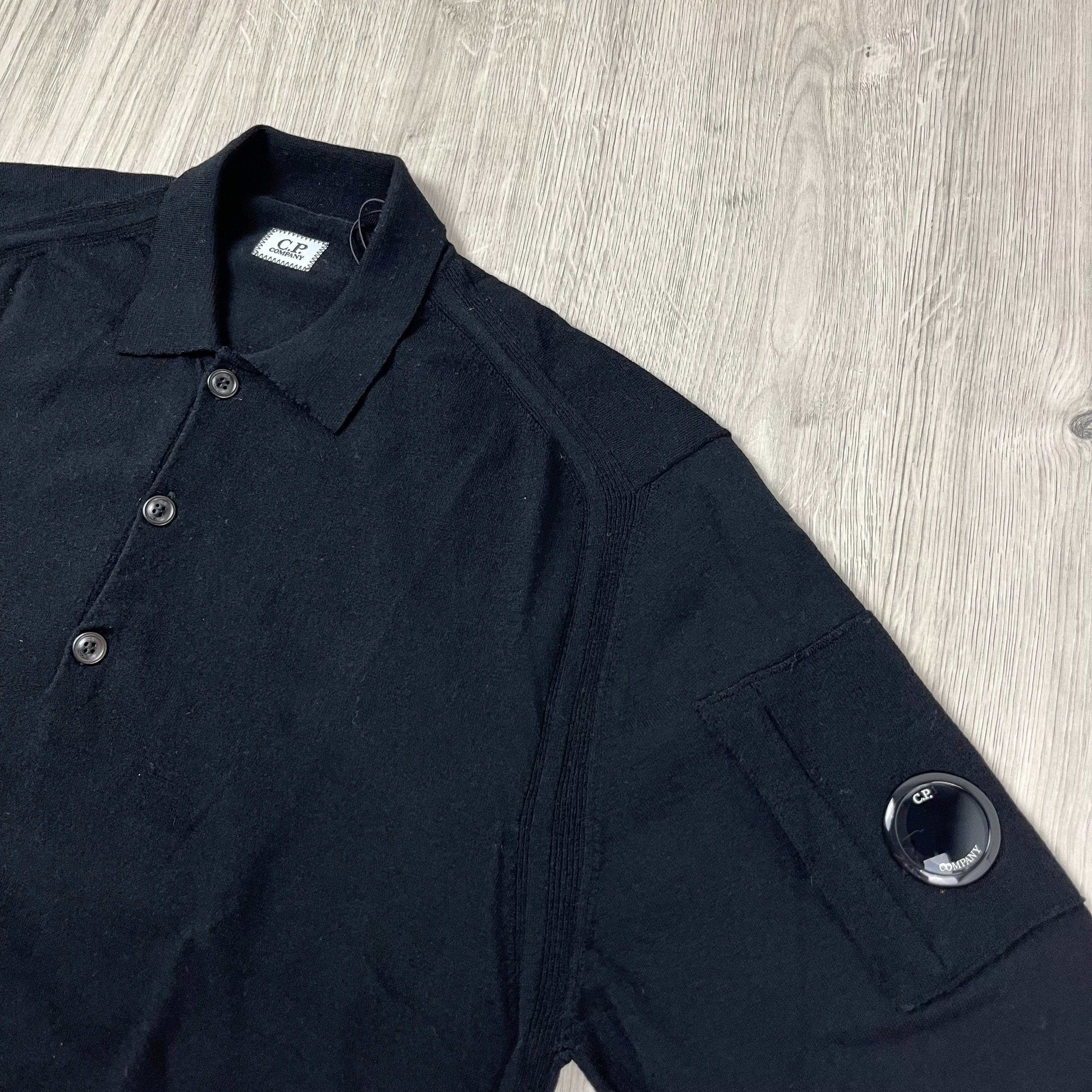 CP Company Wool Polo Shirt - Black Ironleague