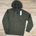 CP Company Diagonal Raised Fleece Goggle Hoodie in Ivy Green Ironleague