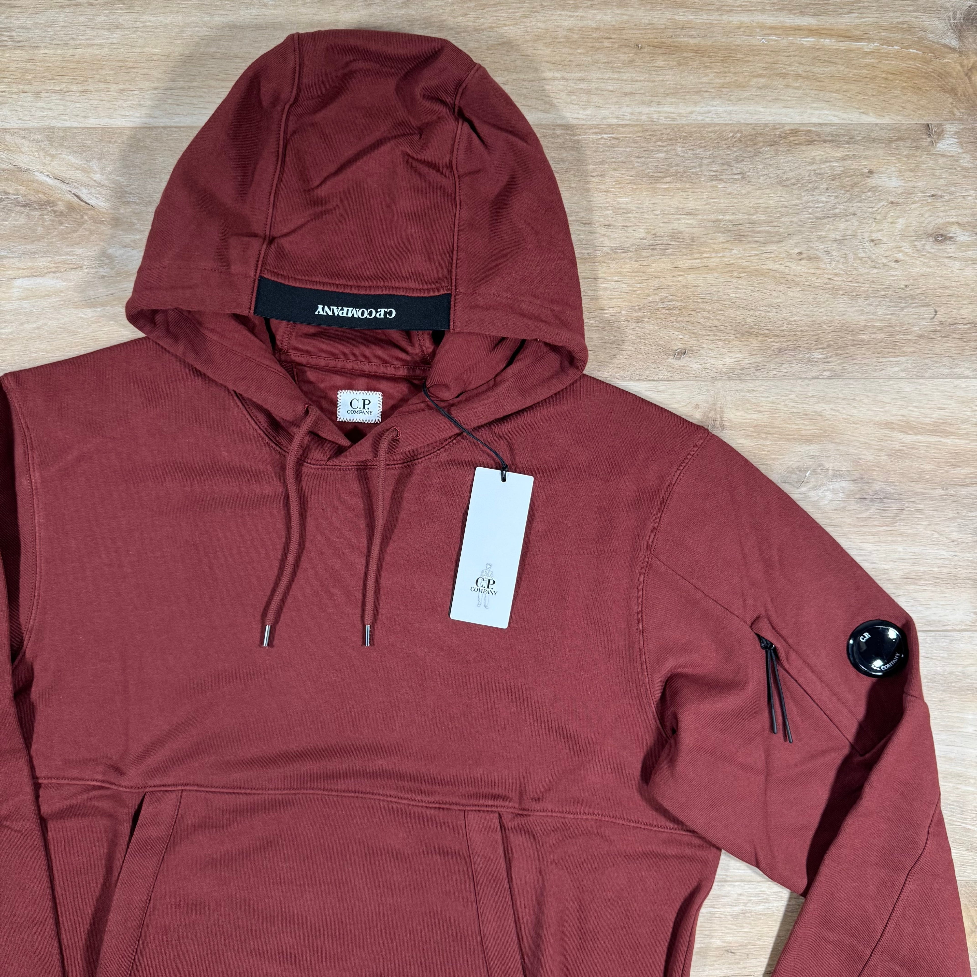 CP Company Diagonal Raised Fleece Lens Hoodie in Sable - Brown Ironleague