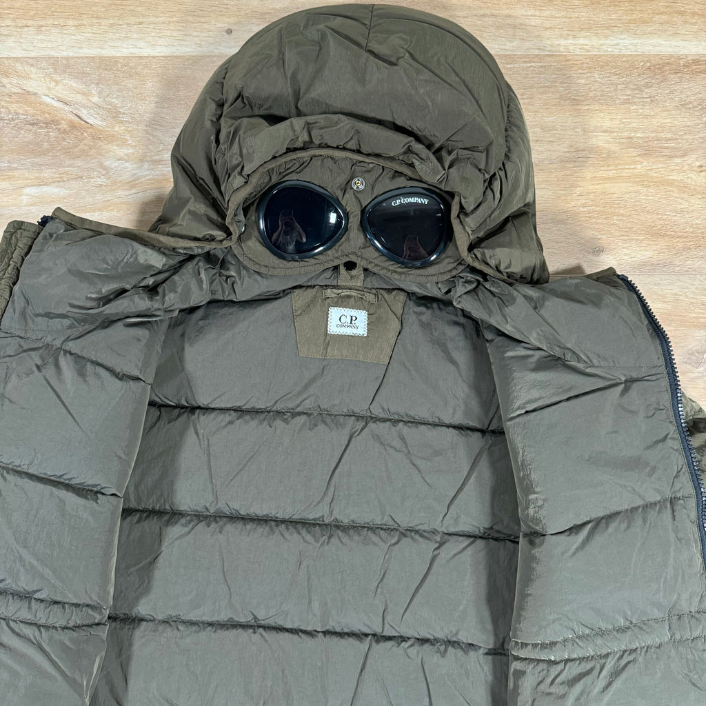 CP Company Chrome-R Goggle Down Jacket in Ivy Green Ironleague