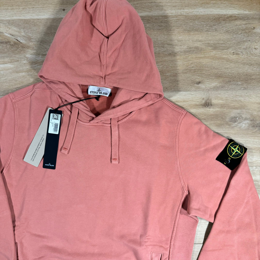 Stone Island Brushed Cotton Pullover Hoodie in Orange Ironleague