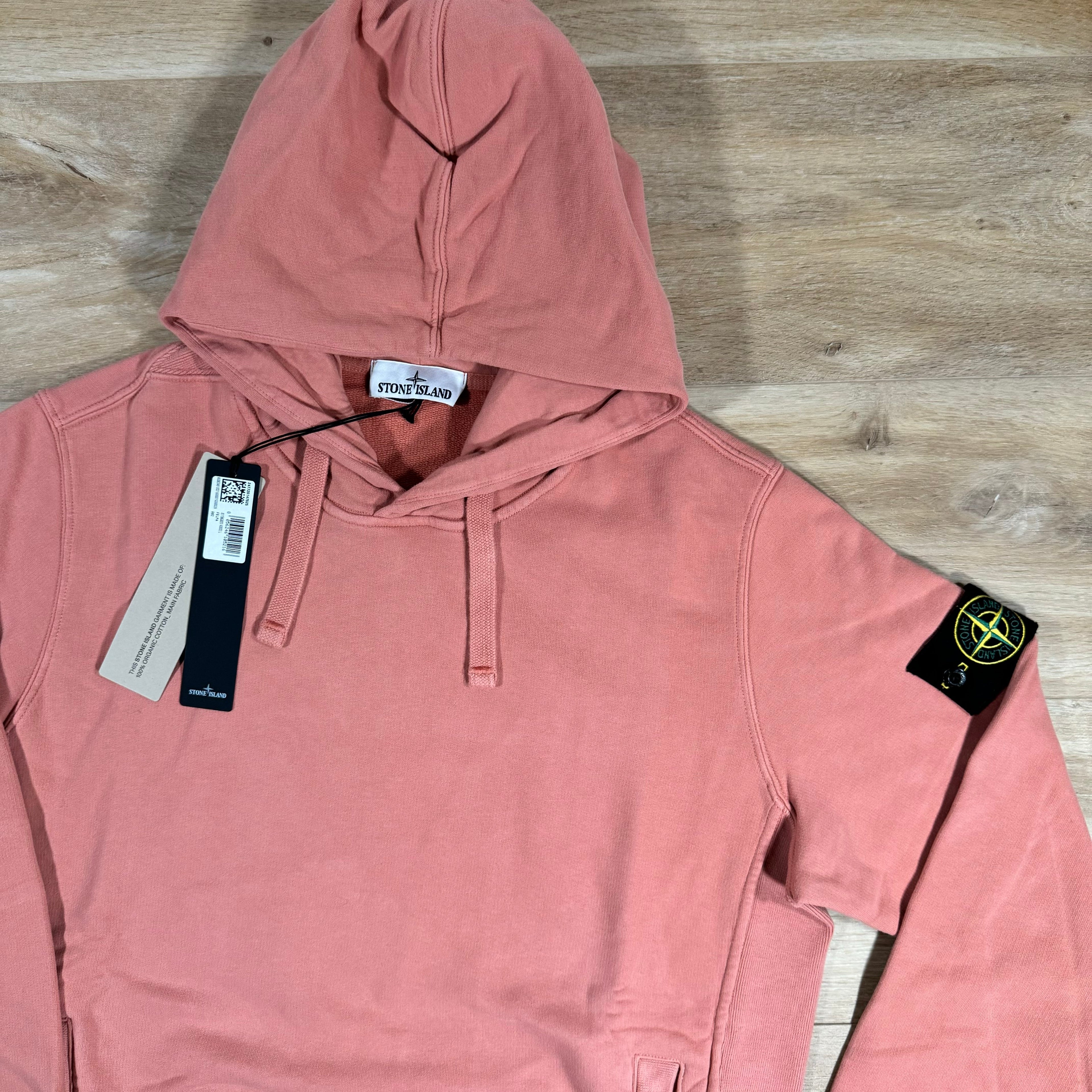 Stone Island Brushed Cotton Pullover Hoodie in Orange Ironleague