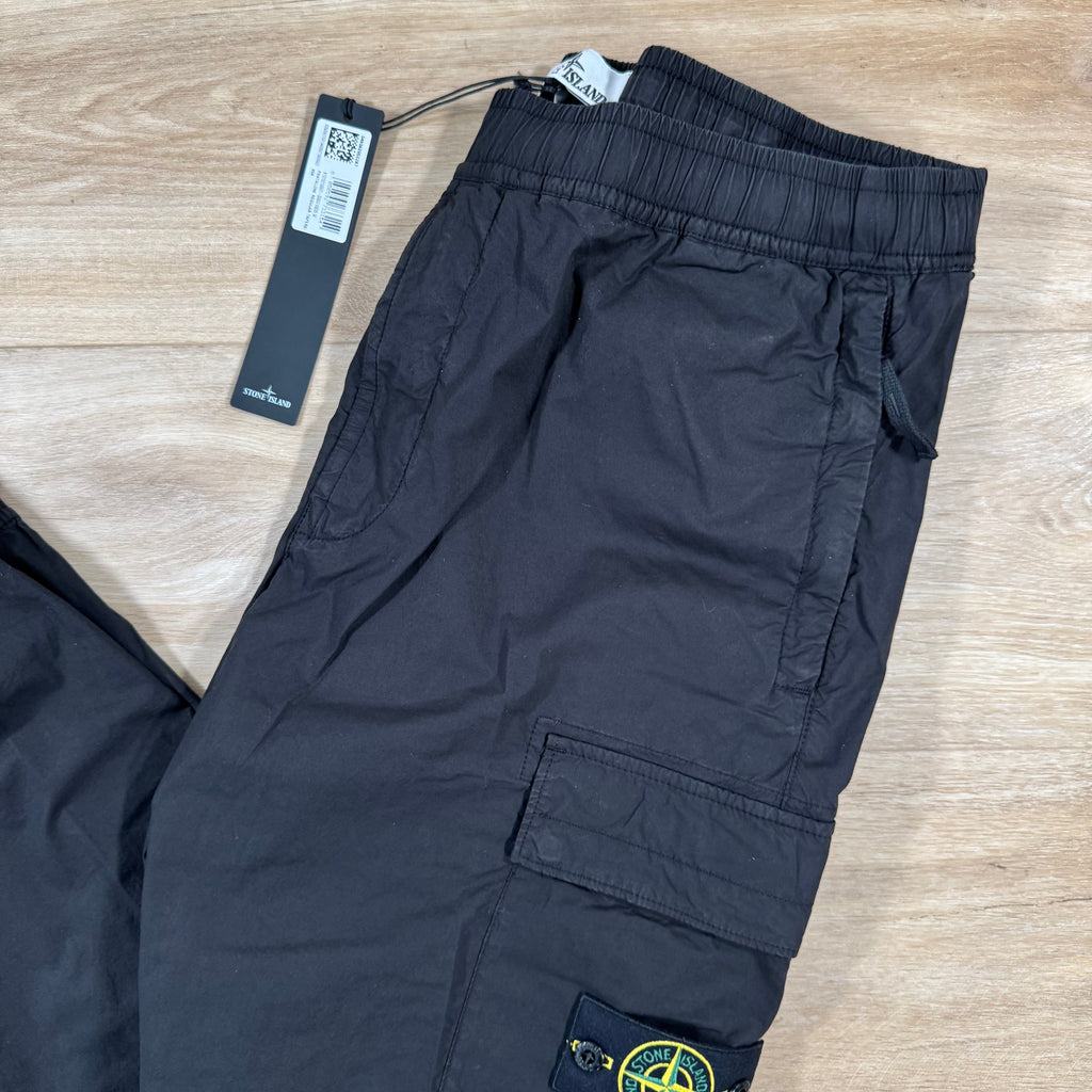 Stone Island Stretch Cotton Tela Cargo Pants in Black Ironleague