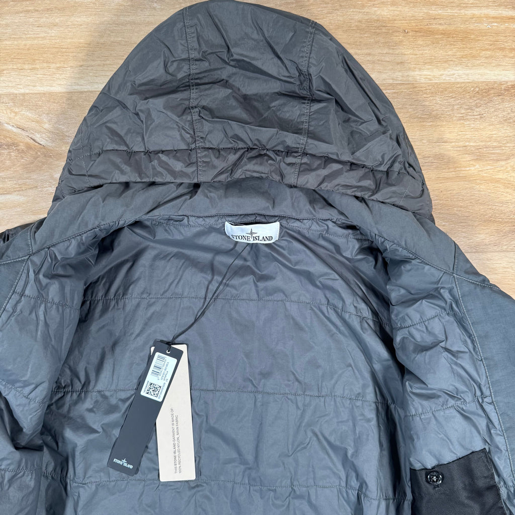 Stone Island Crinkle Reps NY Padded Jacket in Lead Grey Ironleague