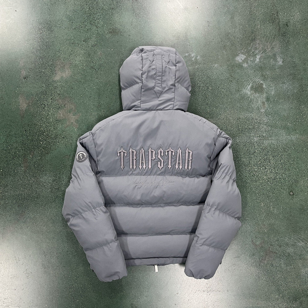 Trapstar Decoded 2.0 Hooded Puffer Jacket - Grey Ironleague