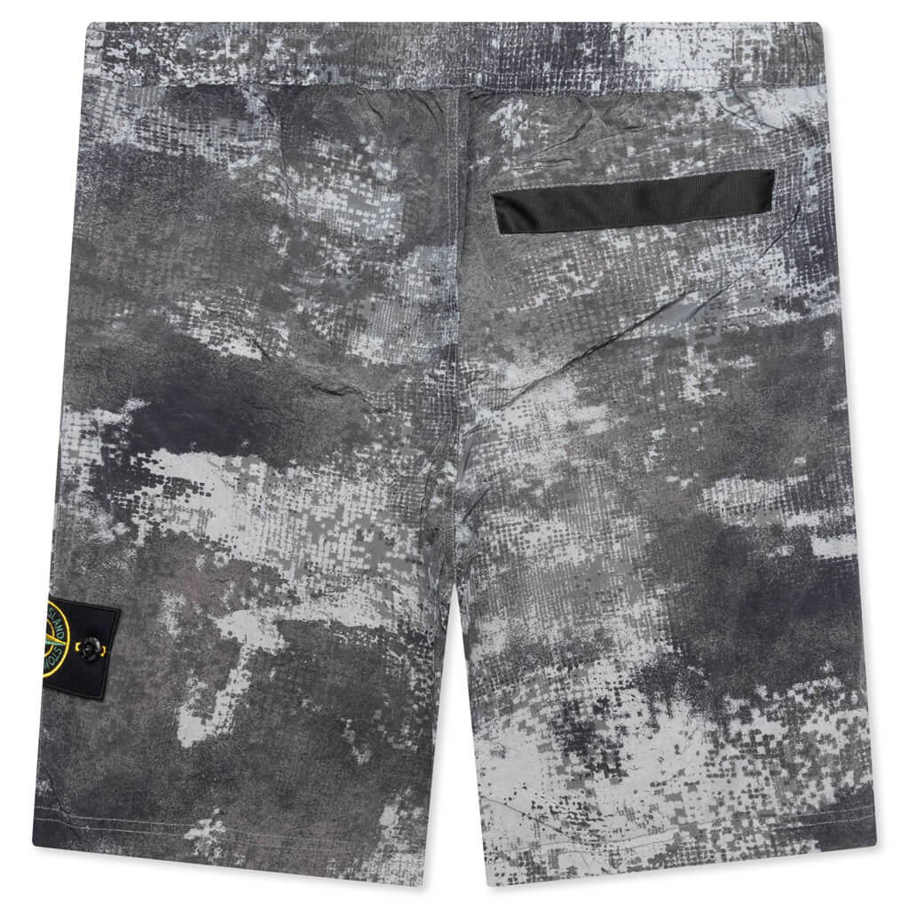 Stone Island Dissolving Grid Camo Comfort Fit Bermuda Shorts - Grey
