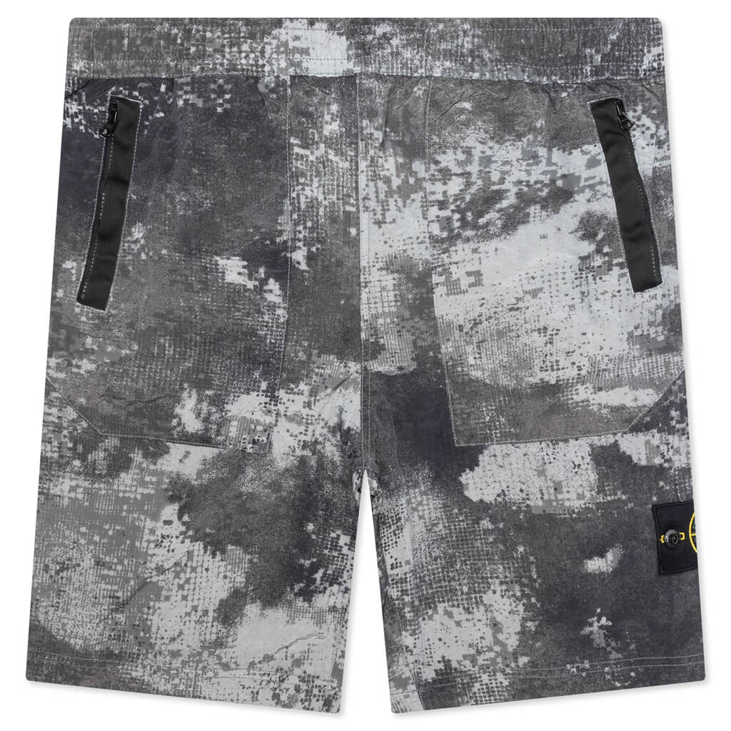 Stone Island Dissolving Grid Camo Comfort Fit Bermuda Shorts - Grey