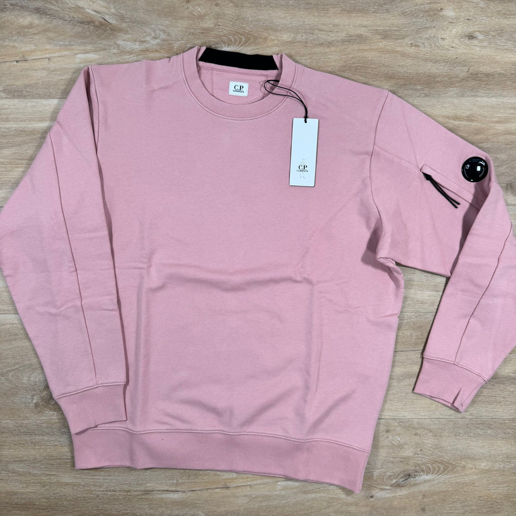 CP Company Diagonal Raised Fleece Lens Sweatshirt in Misty Rose - Pink Ironleague