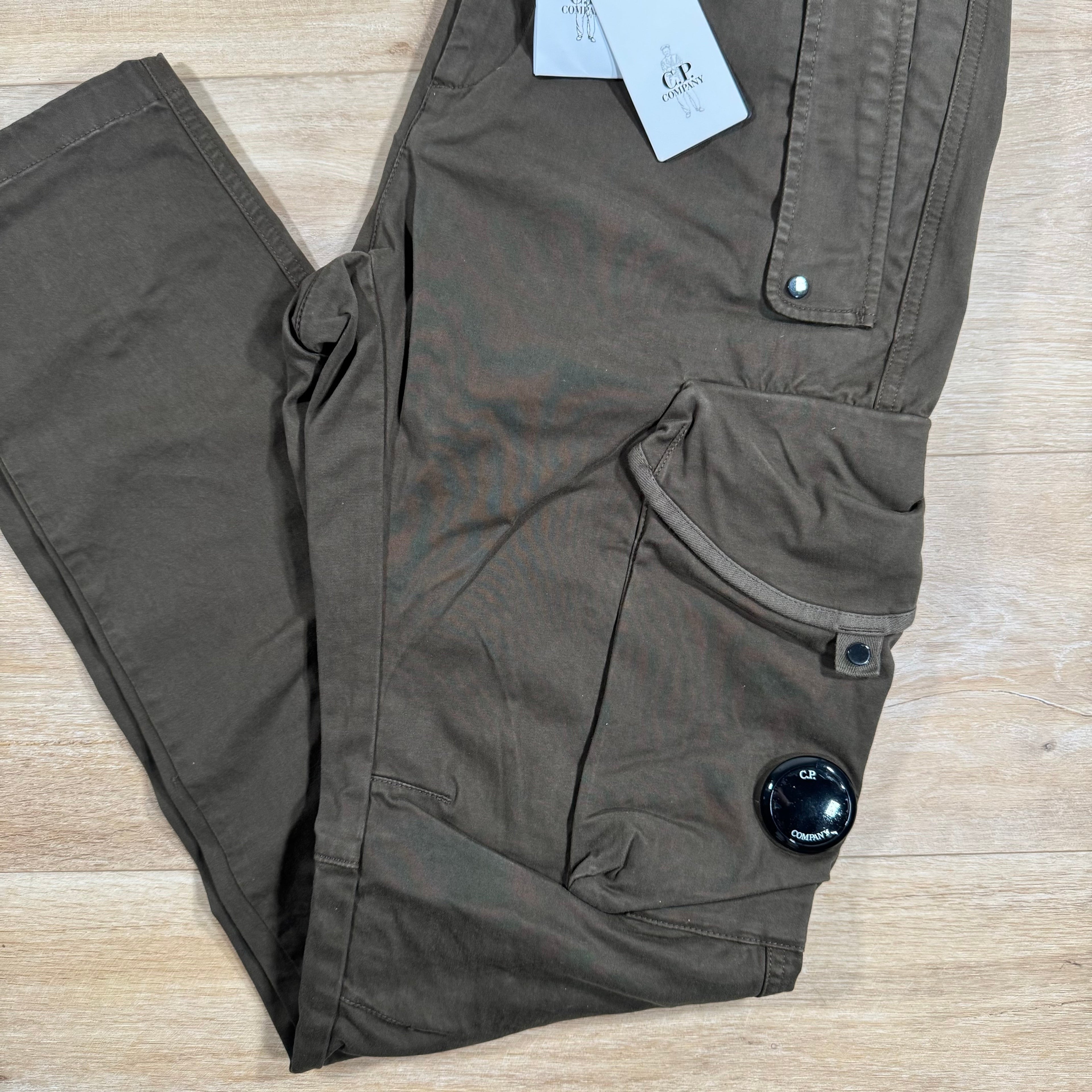CP Company Stretch Sateen Utility Cargo Lens Pants in Ivy Green Ironleague