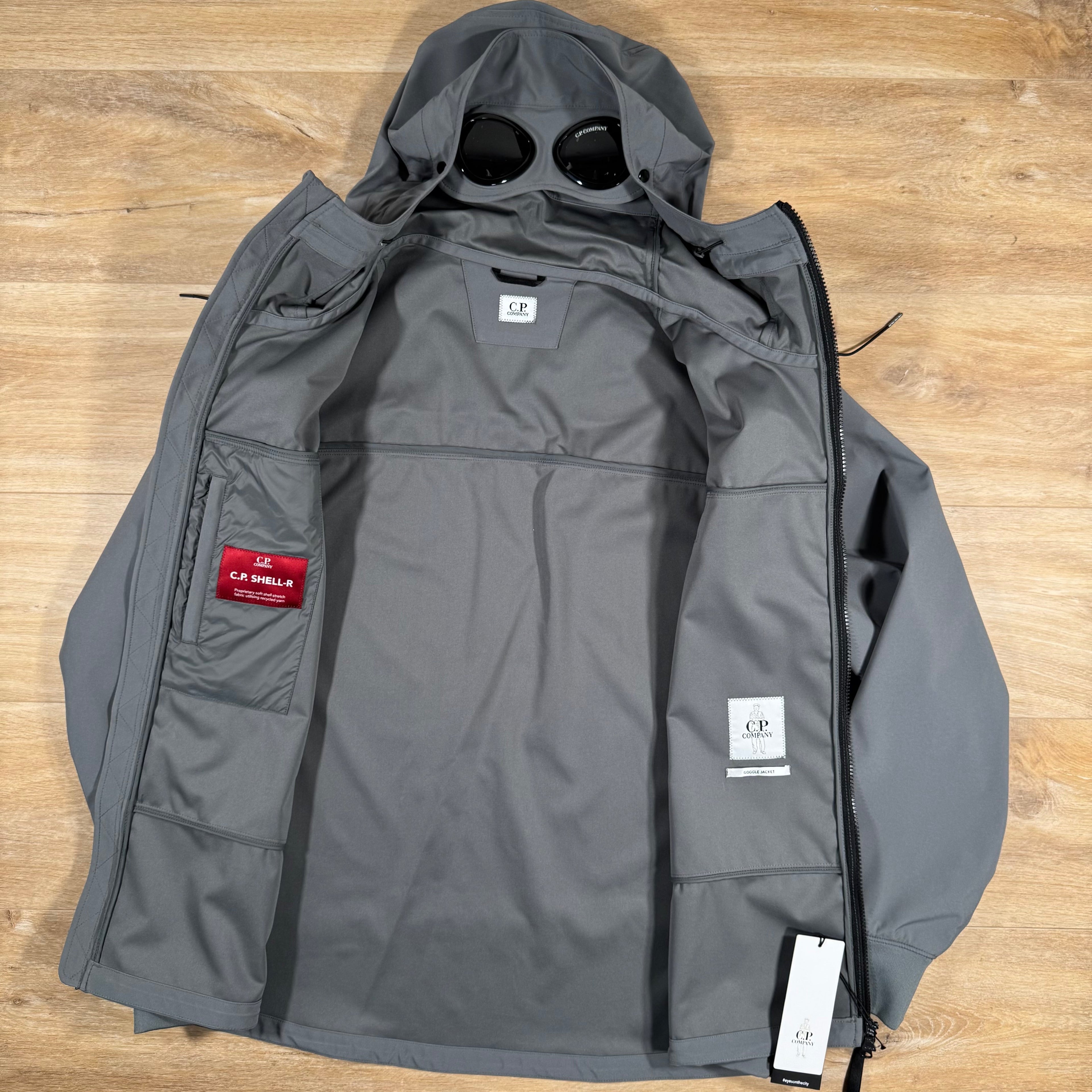 CP Company Shell-R Goggle Jacket in Smoked Pearl - Grey Ironleague
