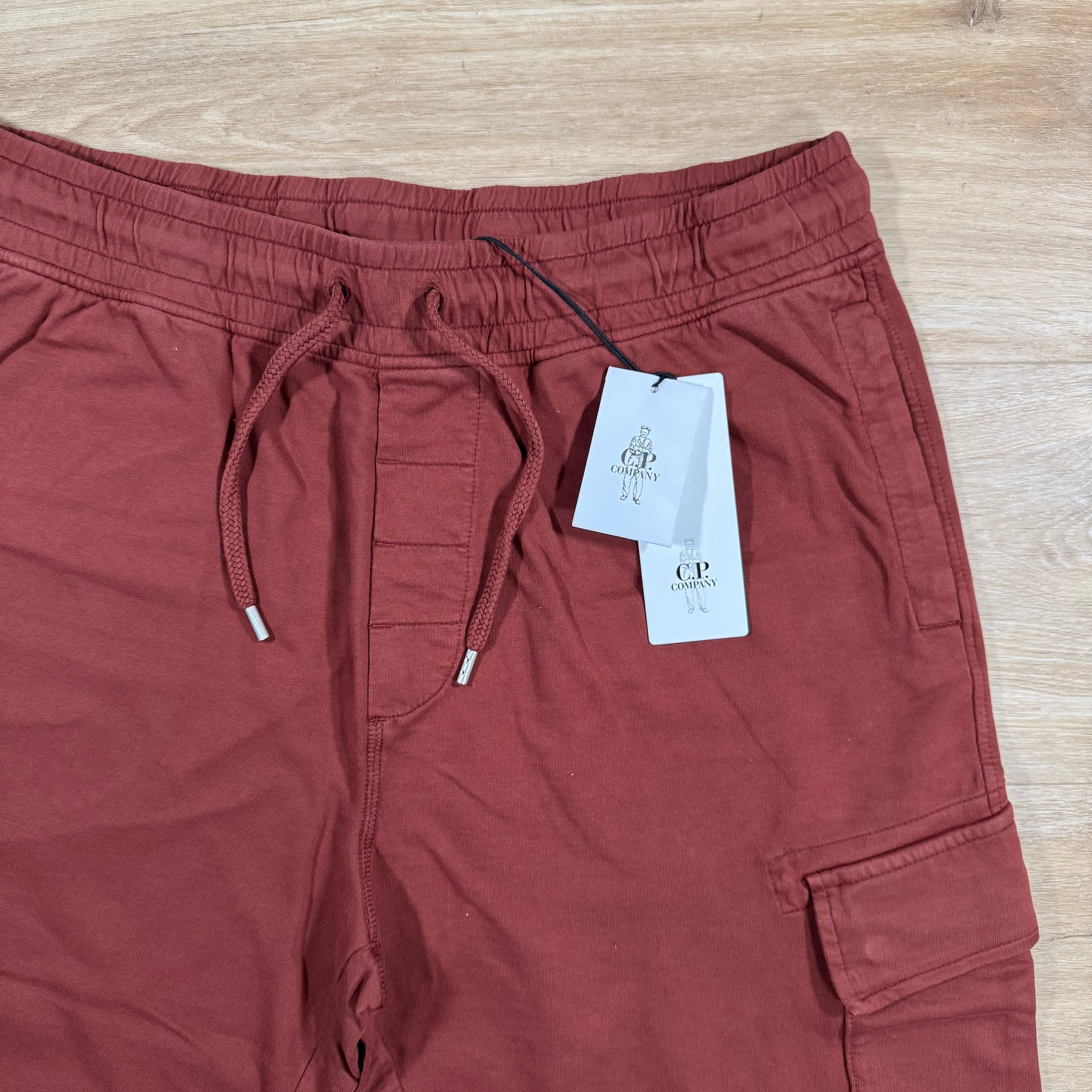 CP Company Light Fleece Cargo Lens Shorts in Sable - Brown Ironleague