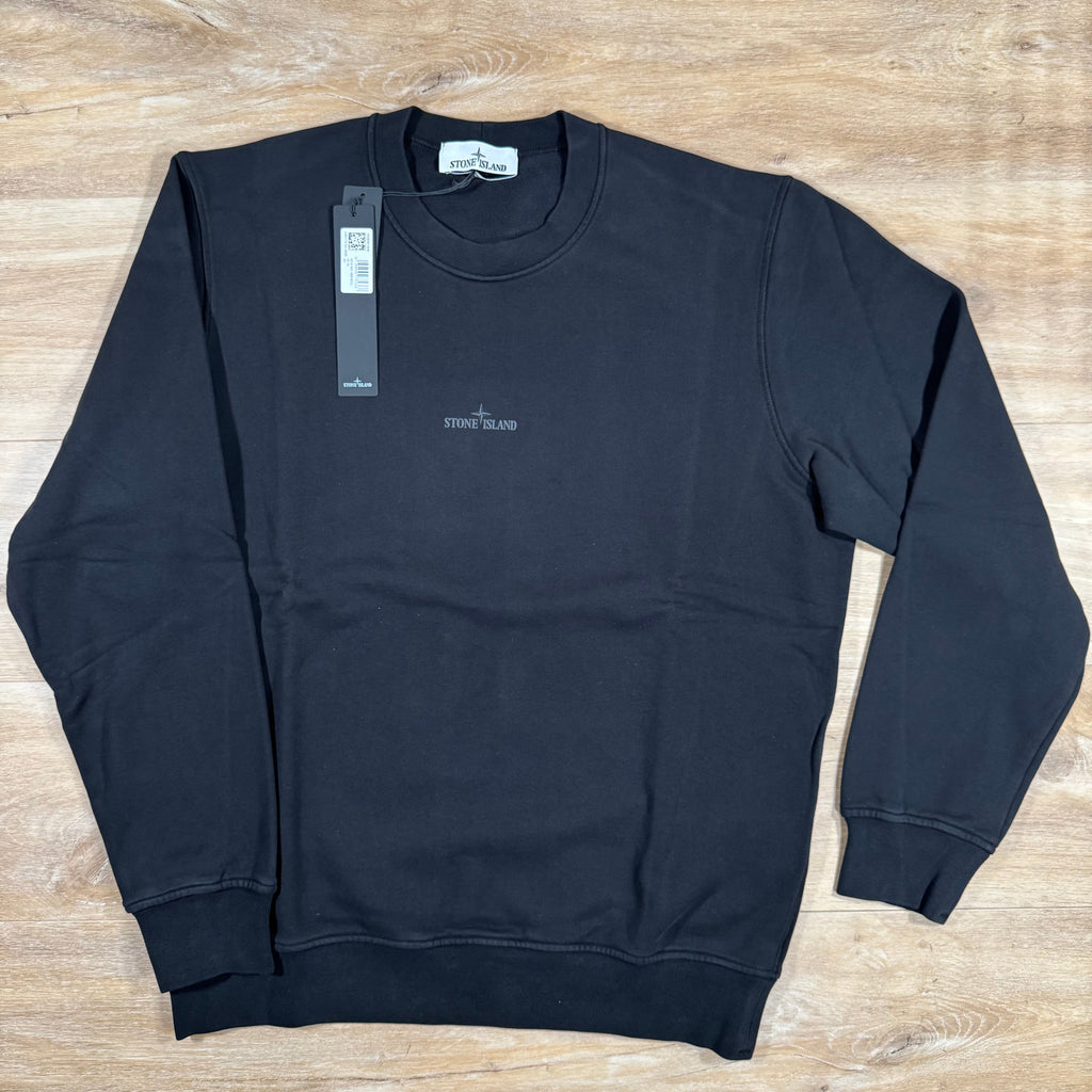 Stone Island Reverse Compass Logo Sweatshirt in Black Ironleague