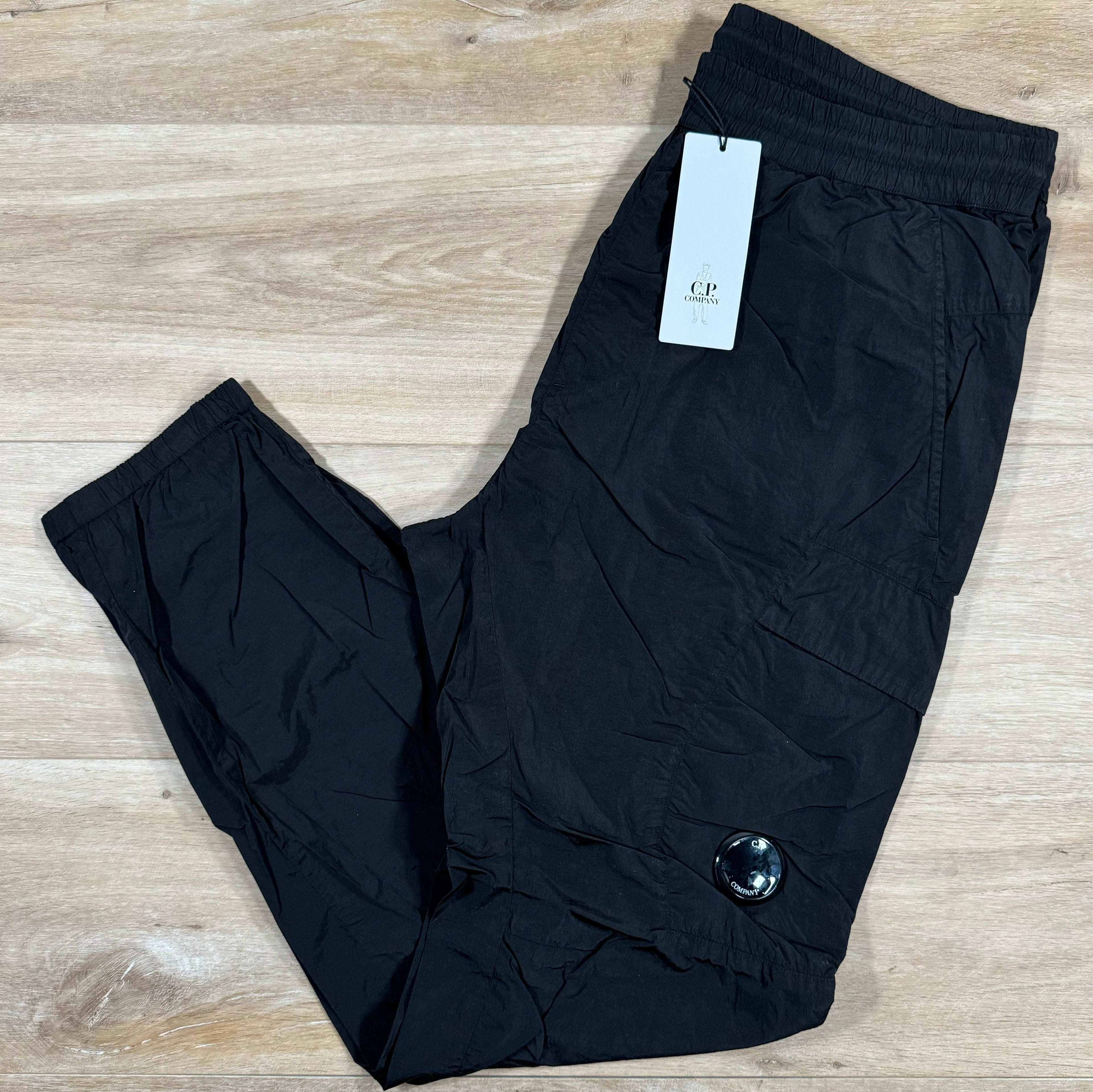 CP Company Chrome Nylon Cargo Pants in Black Ironleague