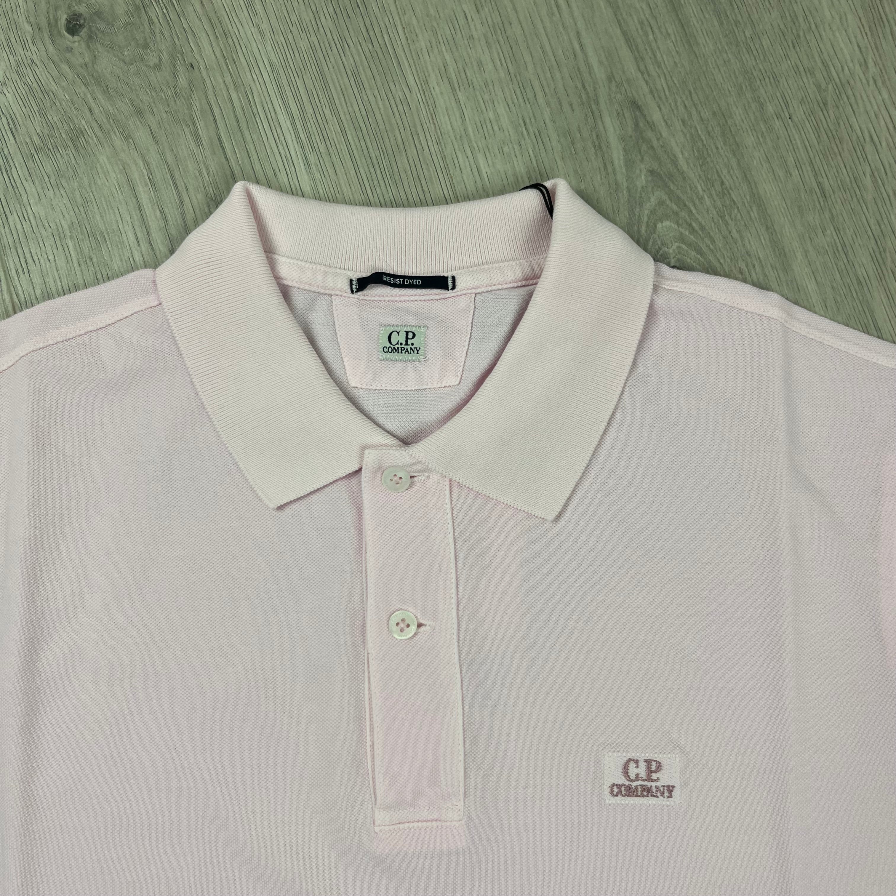 CP Company Piquet Polo Shirt - Pink Ironleague