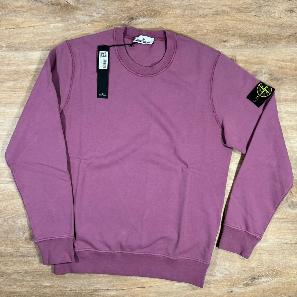 Stone Island Garment Dyed Crewneck Sweatshirt in Onion Rose Ironleague