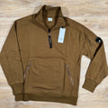 CP Company Diagonal Raised Half-Zipped Lens Sweatshirt in Toffee Ironleague