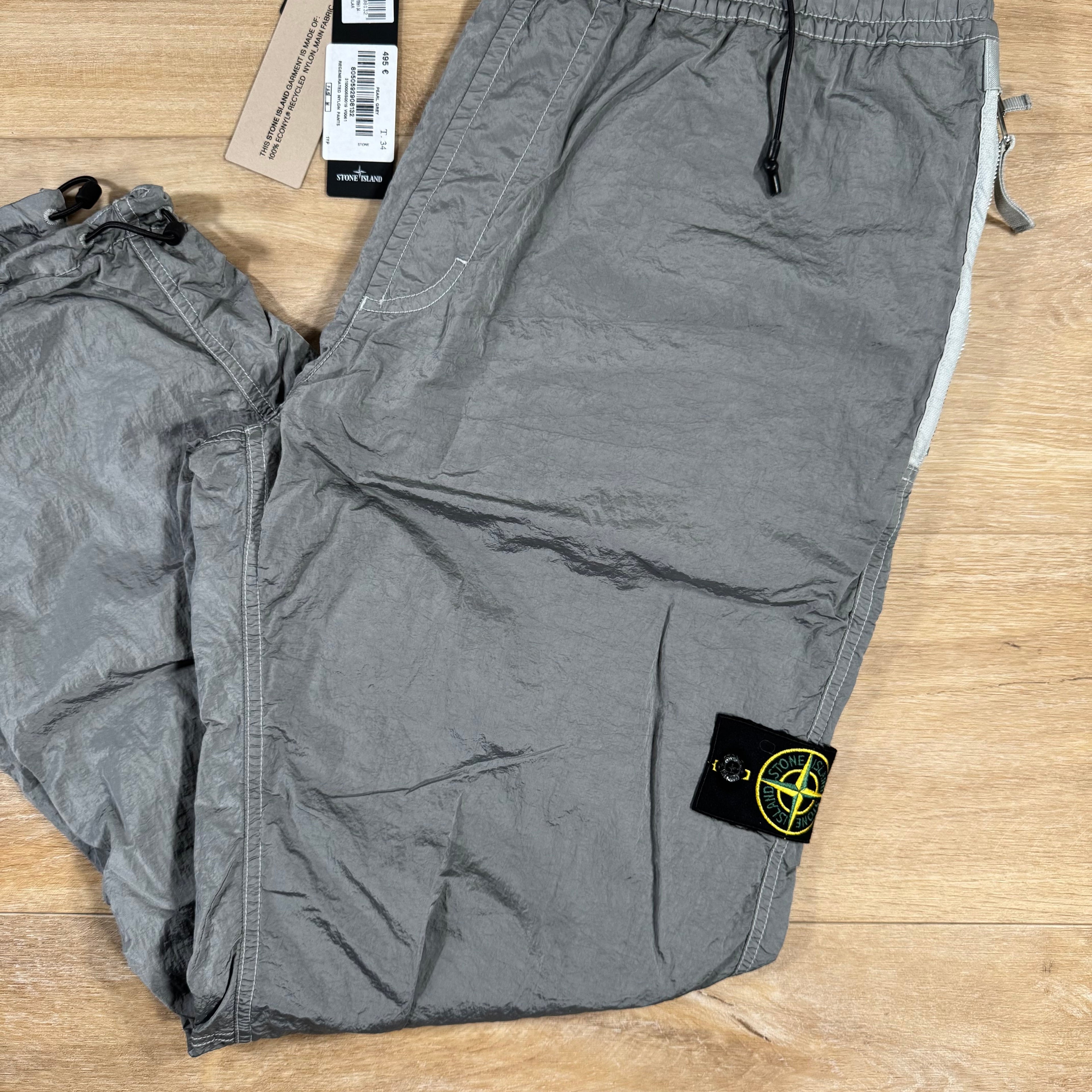 Stone Island Nylon Metal Pants in Pearl Grey with Nylon Mesh Lining Ironleague