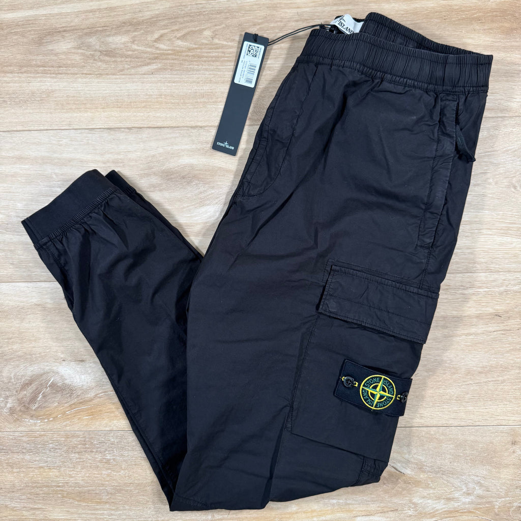 Stone Island Stretch Cotton Tela Cargo Pants in Black Ironleague